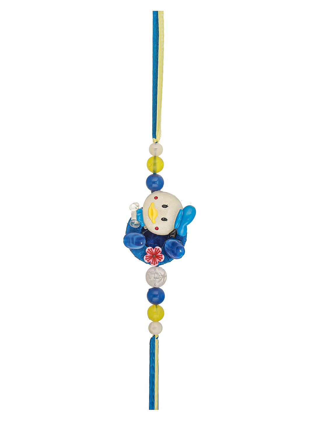 Blue Donald Duck Toy Ribbon Handcrafted Rakhi for Boys Or Girls with Roli Chawal