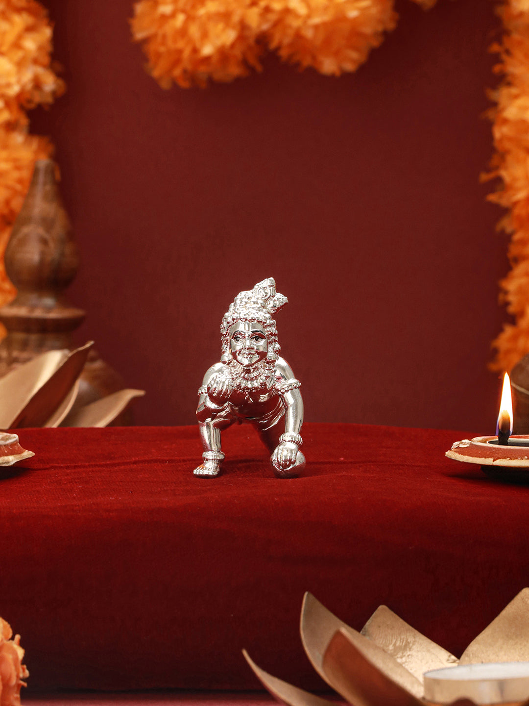 999 Pure Silver Lord Bal Krishna Laddu Gopal Silver Idol