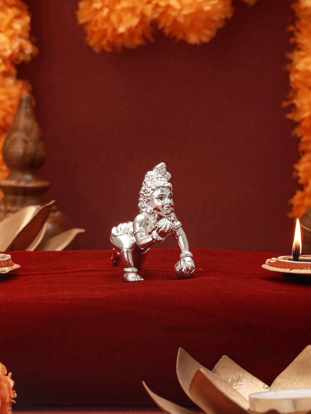 999 Pure Silver Lord Bal Krishna Laddu Gopal Silver Idol