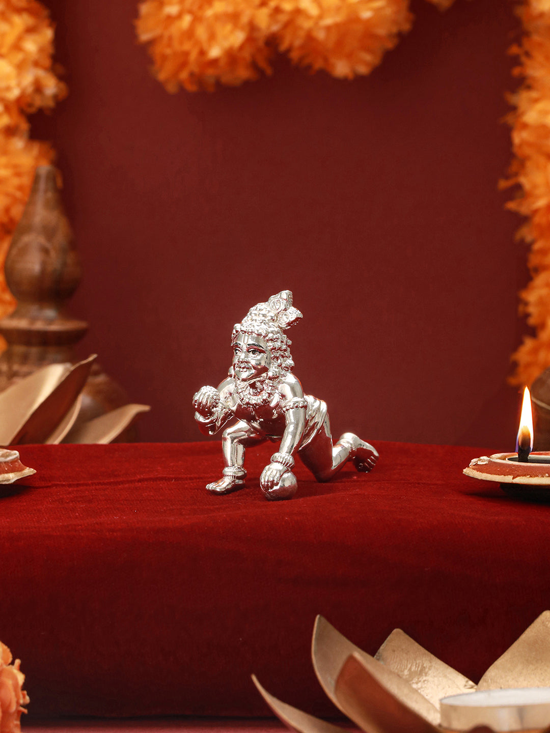 999 Pure Silver Lord Bal Krishna Laddu Gopal Silver Idol