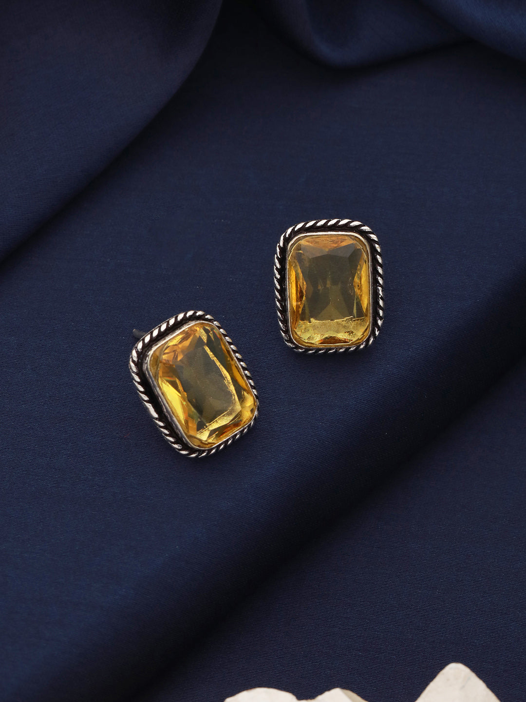 Yellow stone studded Studd Earrings