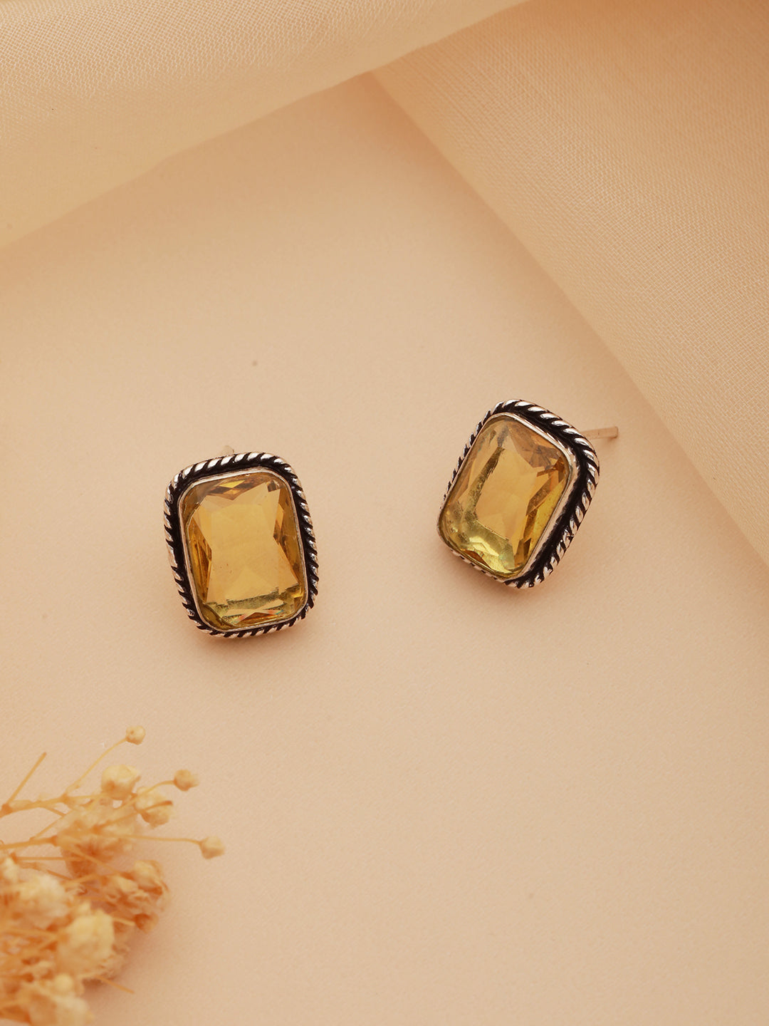 Yellow stone studded Studd Earrings