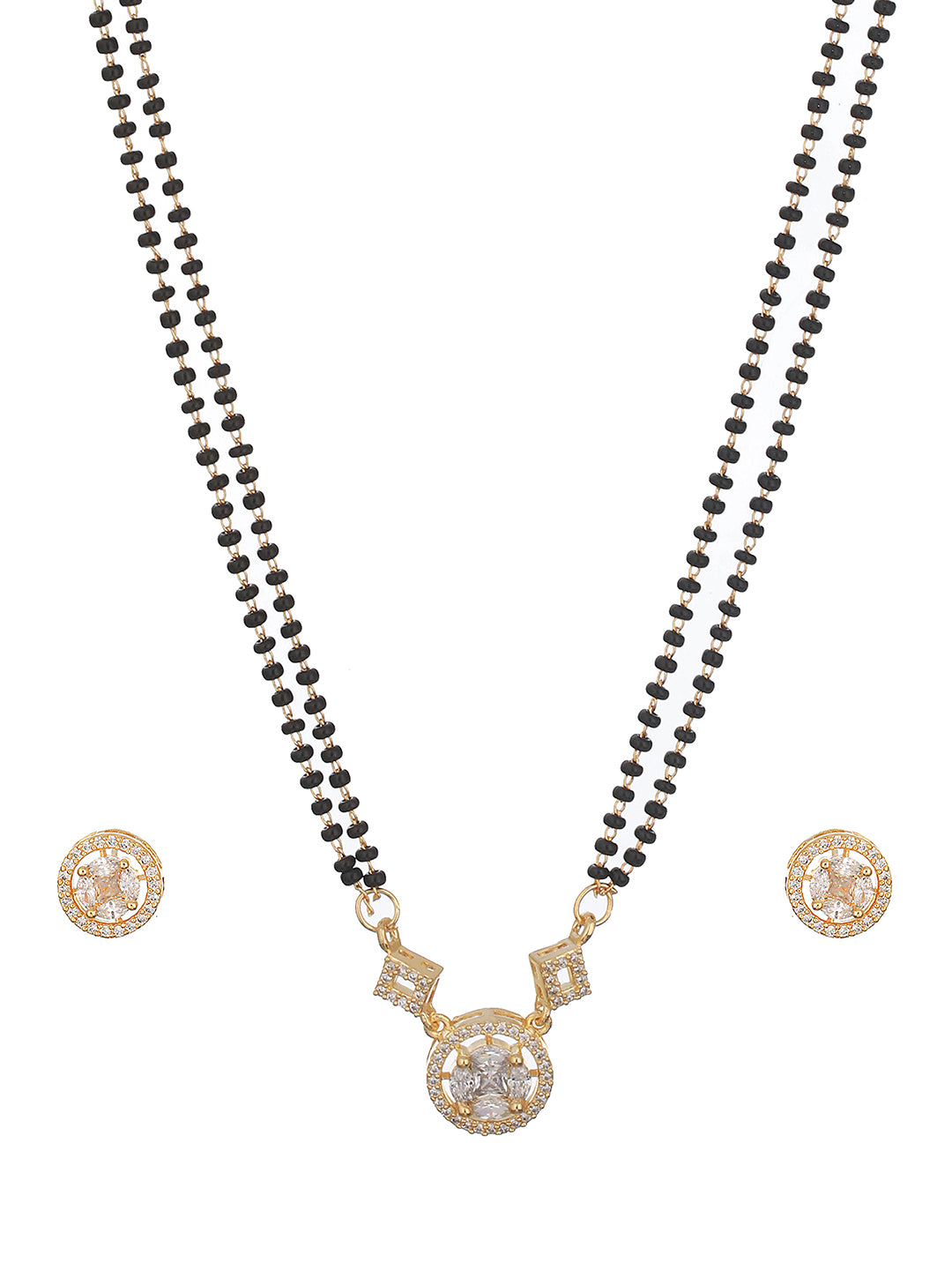 Gold Toned  Solitaire AD  Minimal Mangalsutra Jewellery Set