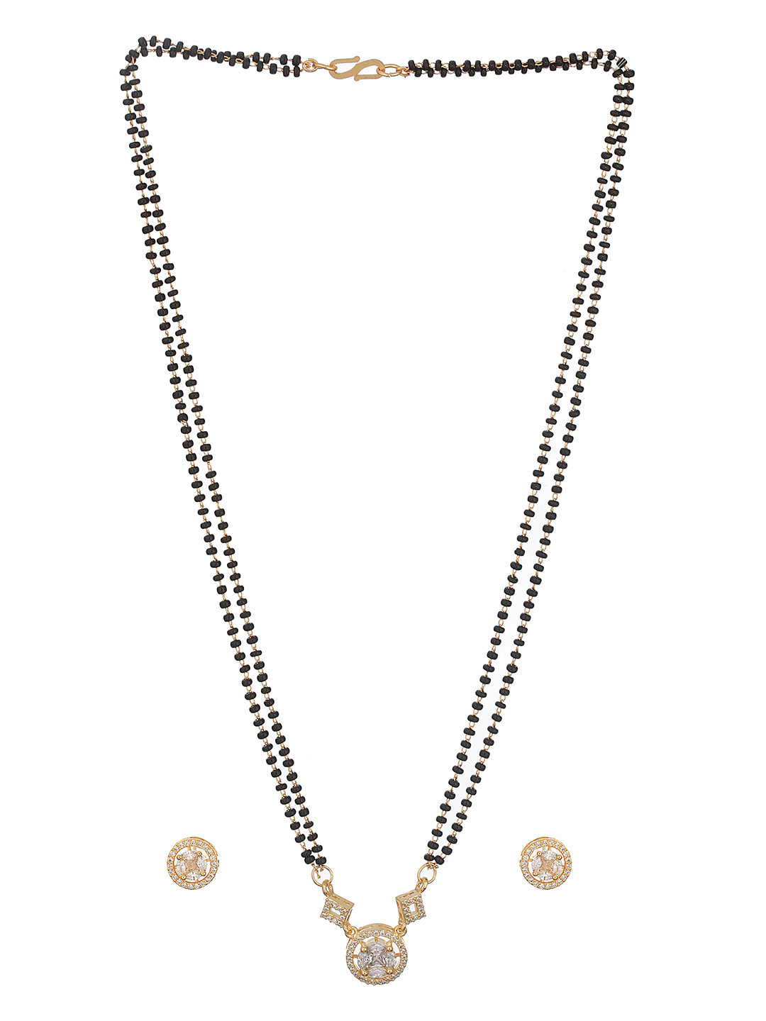 Gold Toned  Solitaire AD  Minimal Mangalsutra Jewellery Set