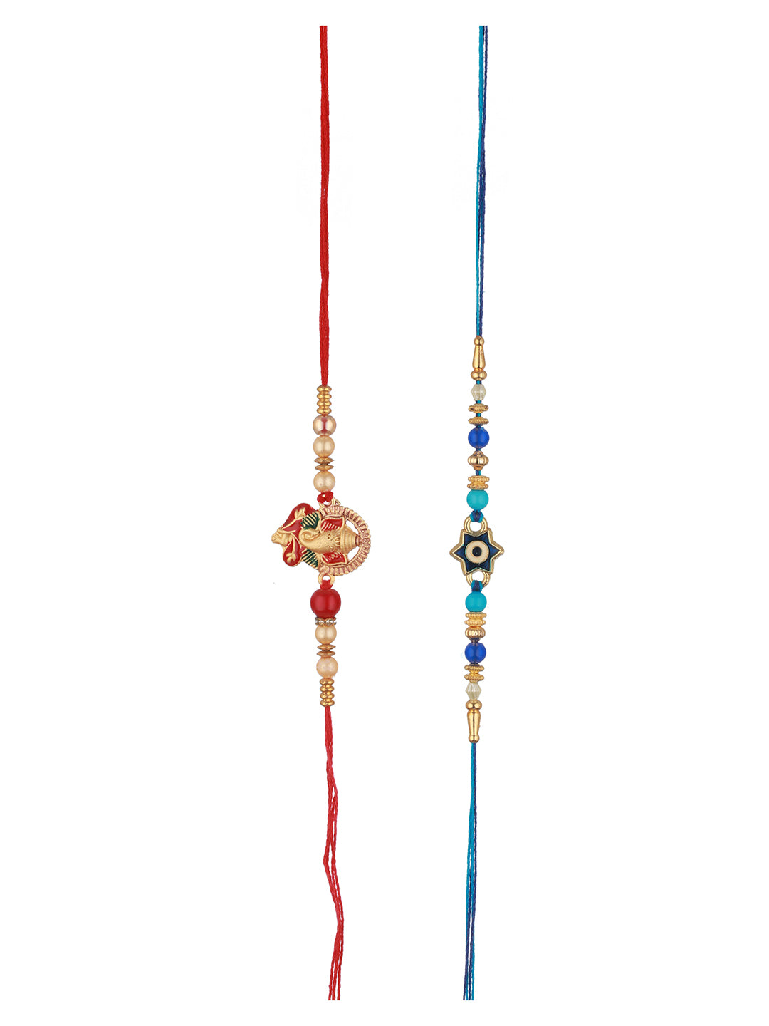 Set Of 2 Evil eye nd Ganesha Rakhi with Roli Chawal