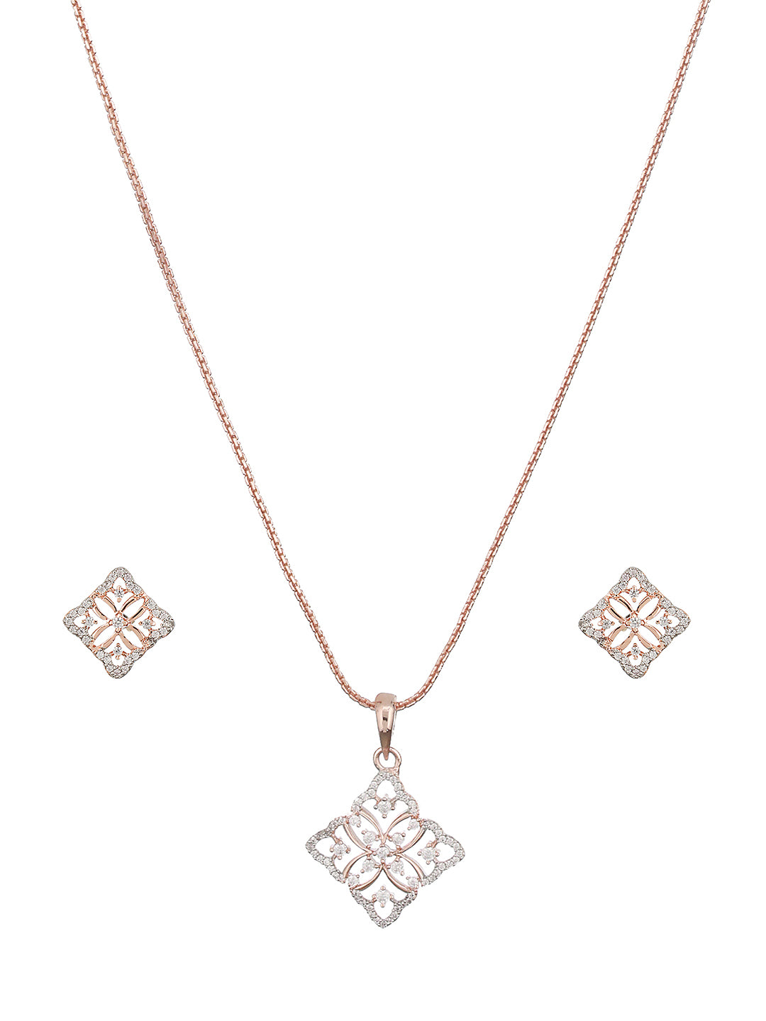 Rose Gold Plated Ad Minimal Officewear Delicate  Pendant Jewellery set