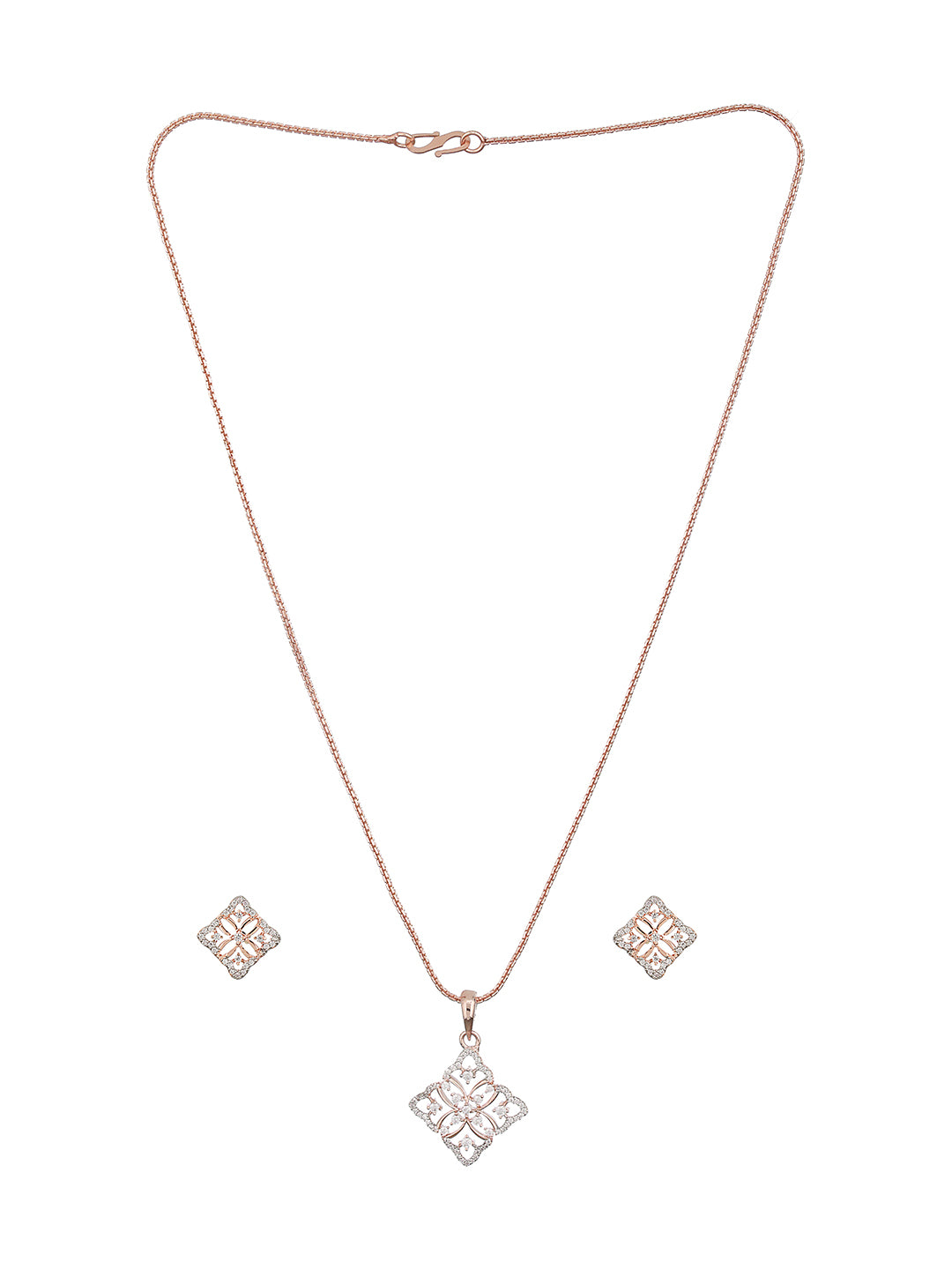 Rose Gold Plated Ad Minimal Officewear Delicate  Pendant Jewellery set