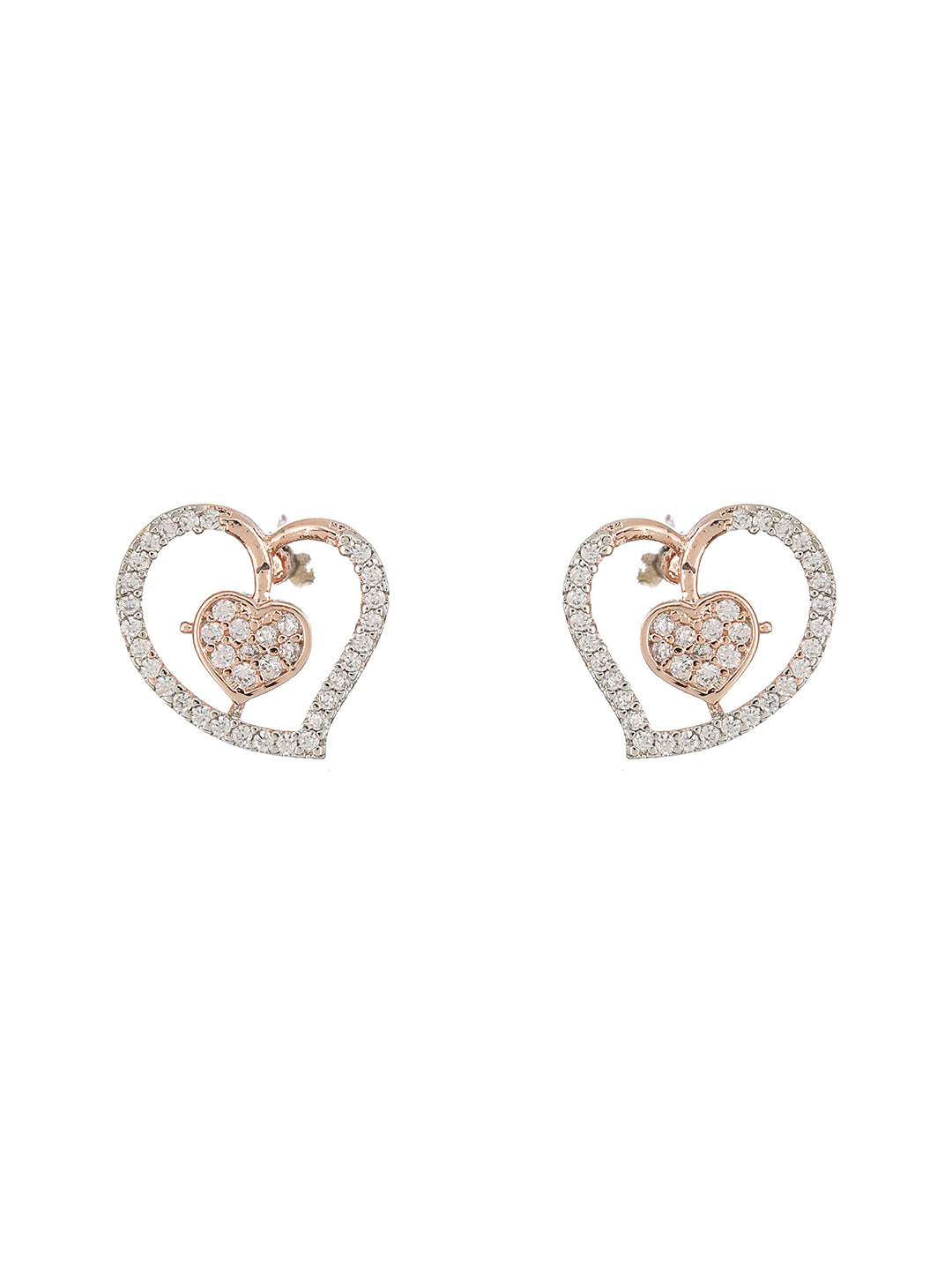 Rose Gold Toned AD Heart Shaped Minimal dailywear Locket Jewellery  set