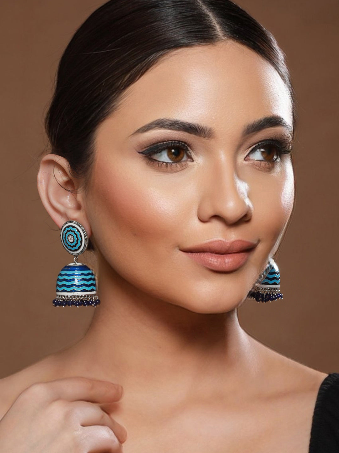 Blue Enamelled Handcrafted Jhumka Earrings
