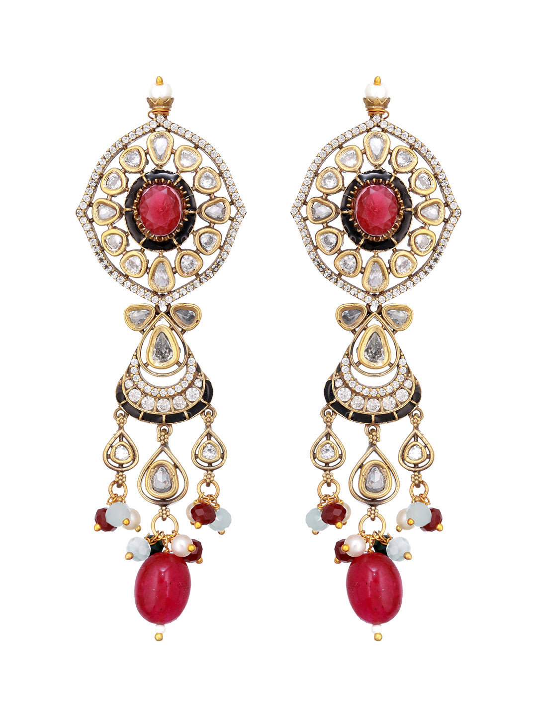 Gold Plated Kundan Studded Multicoloured Bridal Designer Choker Necklace Jewellery set