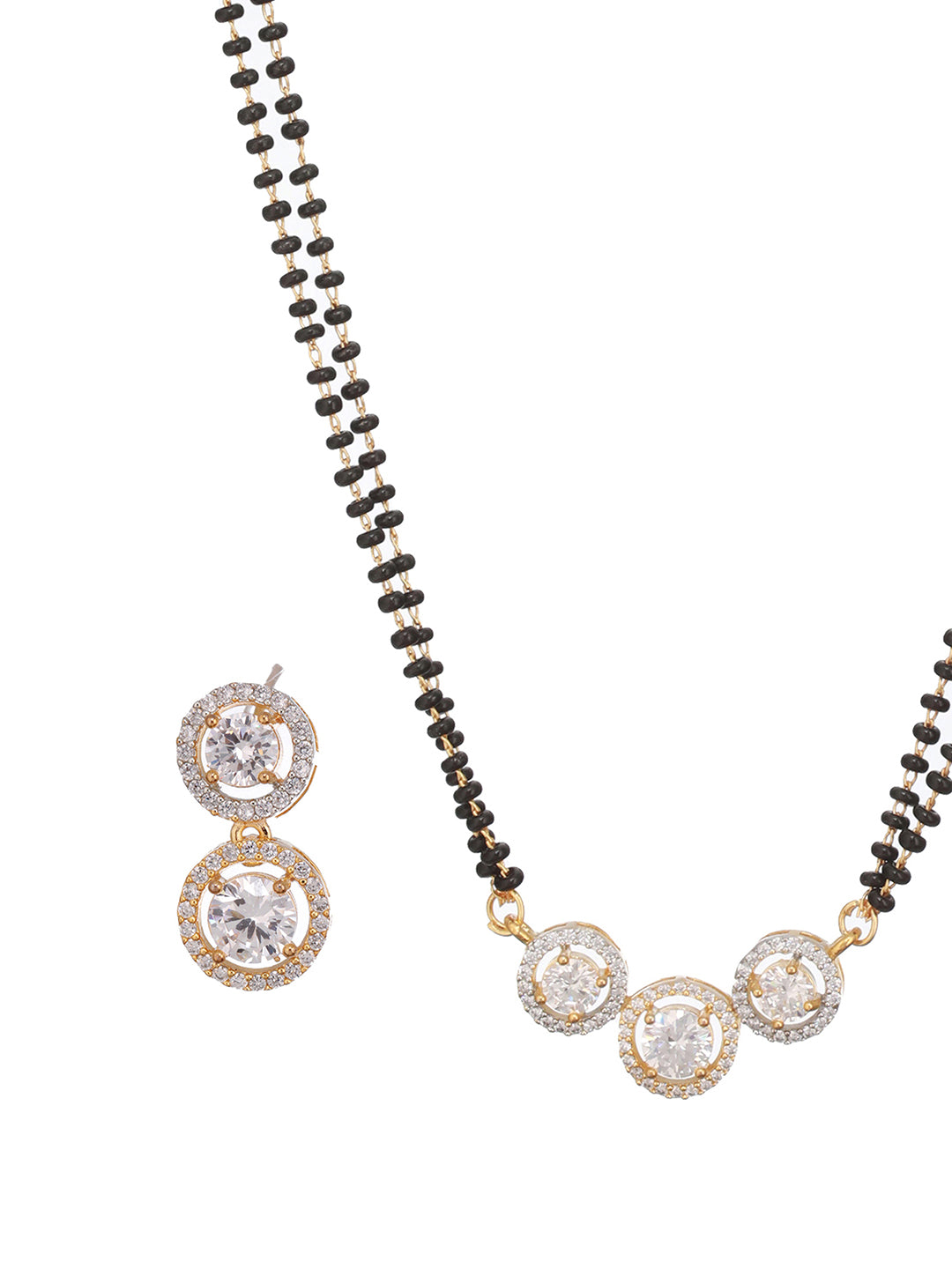 Gold-Plated-Zircon-Studded-Black-Bead-Mangalsutra-Chain-Minimal-solitaire-Jewellery-Set