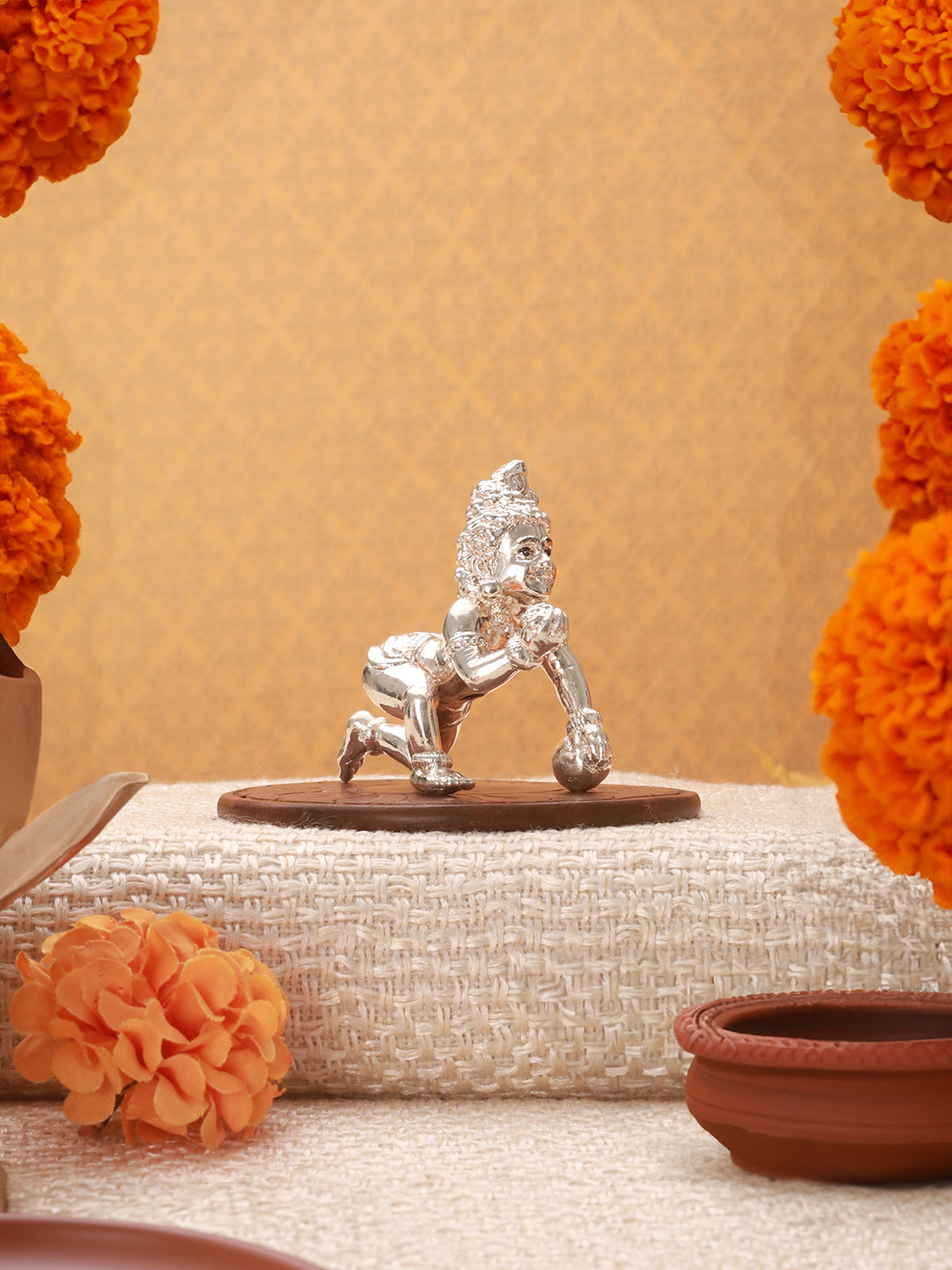 999 Pure Silver Lord Bal Krishna Laddu Gopal Silver Idol