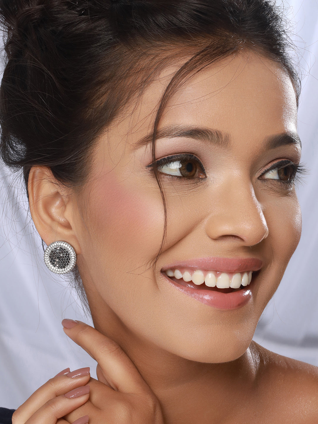 Black  CZ Studded Minimal Designer Studds Earrings