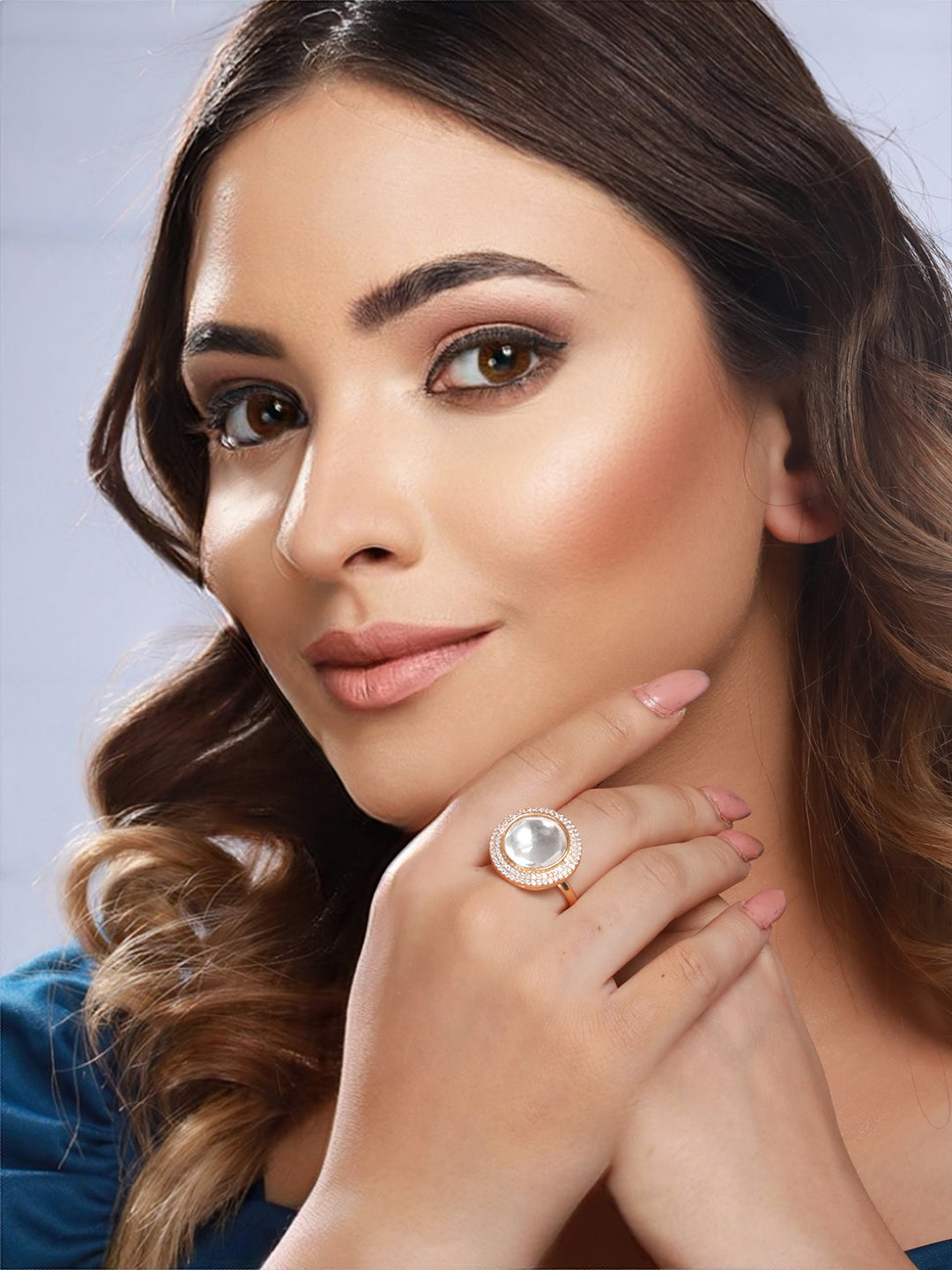 Gold Plated Original Kundan Studded Minimal Finger Ring