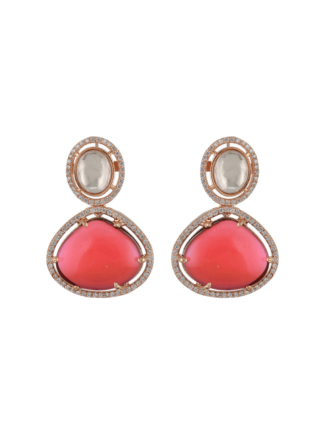 Gold Plated Ruby Red Original Kundan Studded Luxe Bridal Jewellery   Set