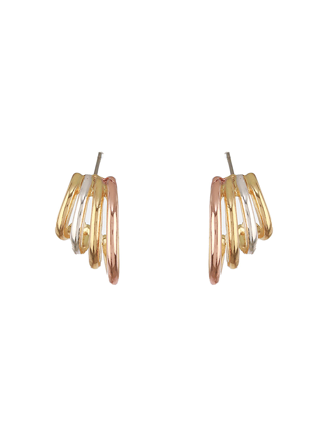 Anti-Tarnish Triple Tone Chunky halo Earrings & Pendant Jewellery Set