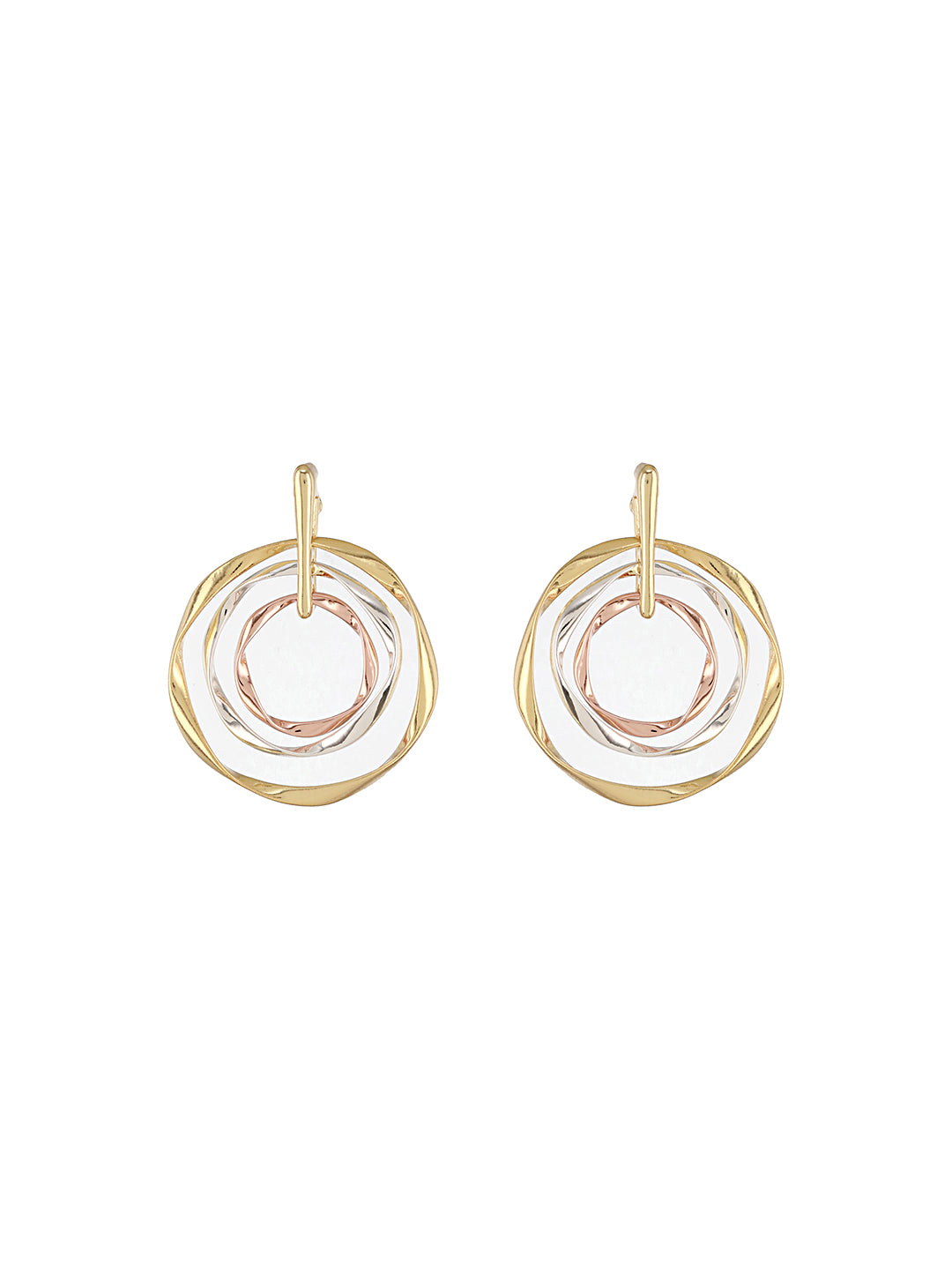 Anti-Tarnish Triple toned Concentric Twisted Chunky Pendant Jewellery Set