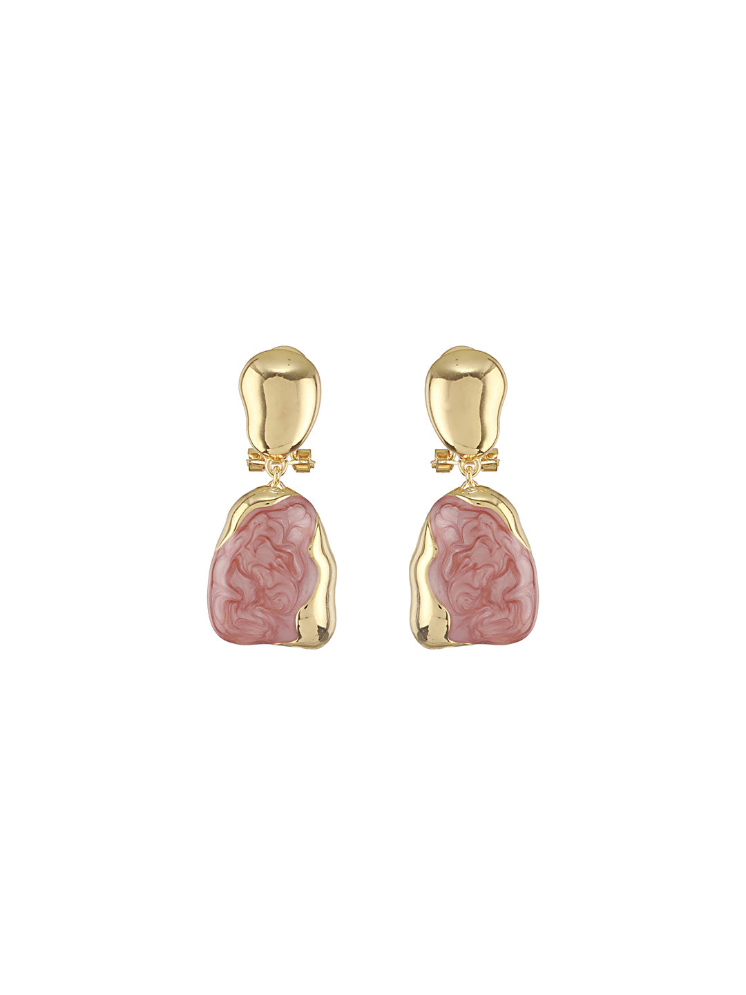 Anti-Tarnish Gold Plated Pink Enamelled Minimal Luxe Jewellery Set