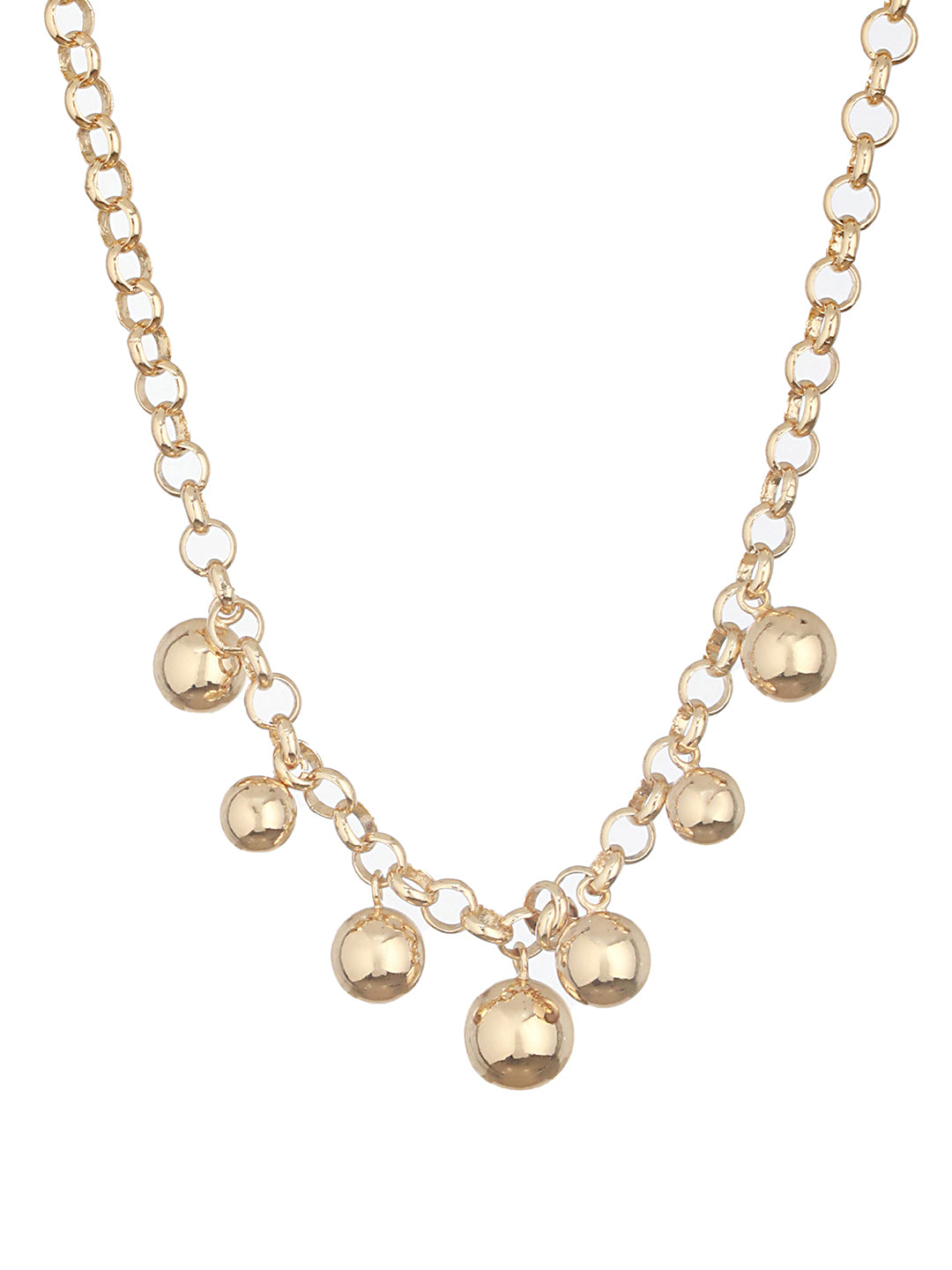 Anti-Tarnish Gold Plated Chunky Ball Pendant Link Chain Necklace