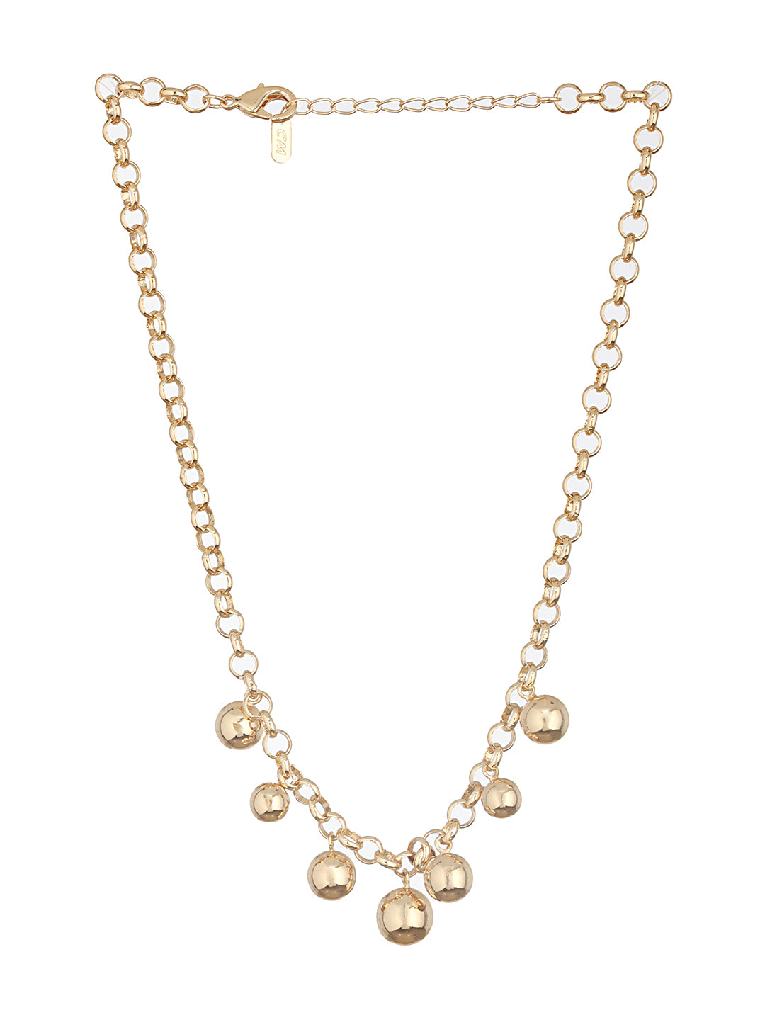 Anti-Tarnish Gold Plated Chunky Ball Pendant Link Chain Necklace