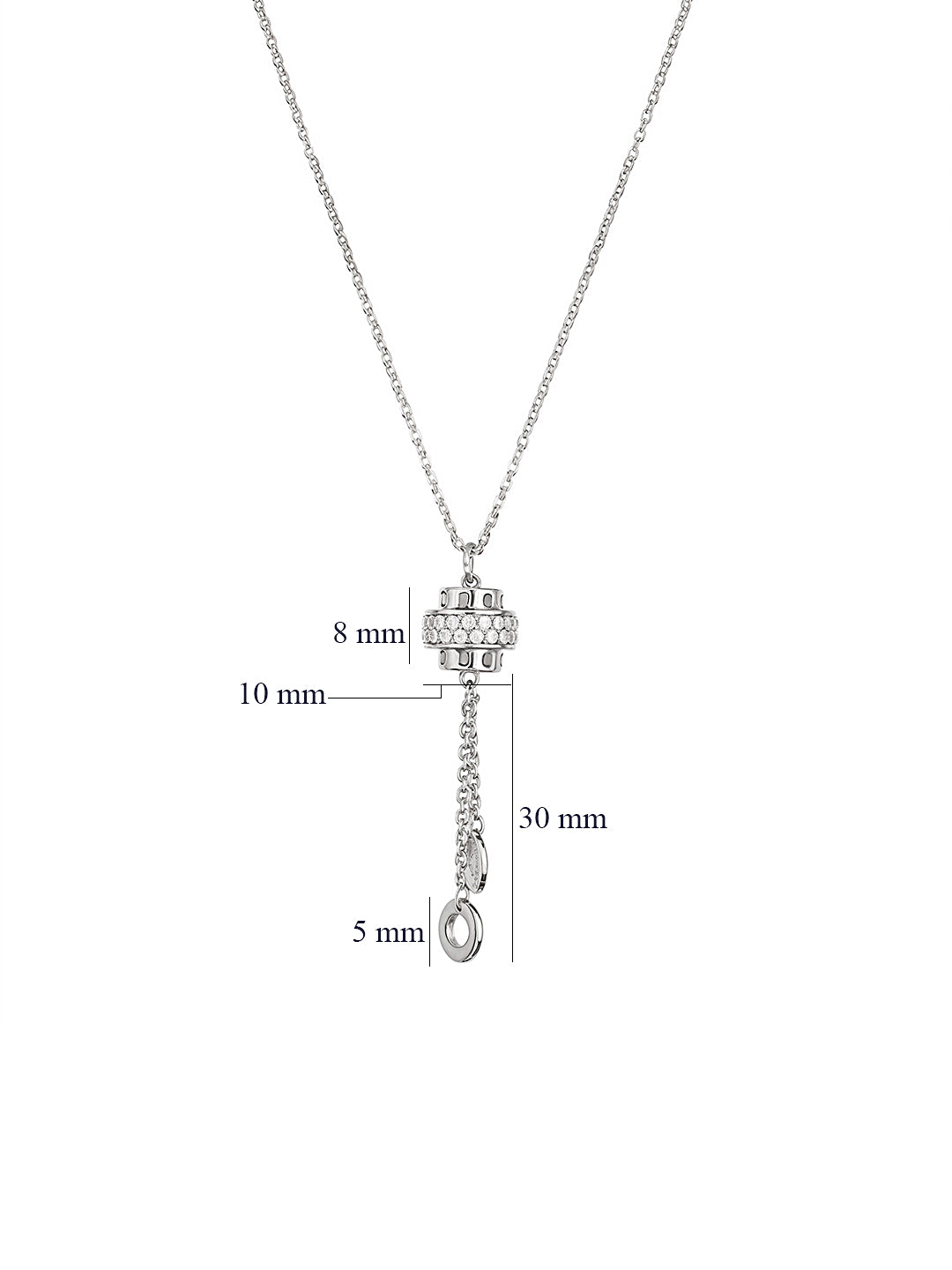 Anti-Tarnish Silver Plated CZ Tassel Crown Pendant Chain Necklace