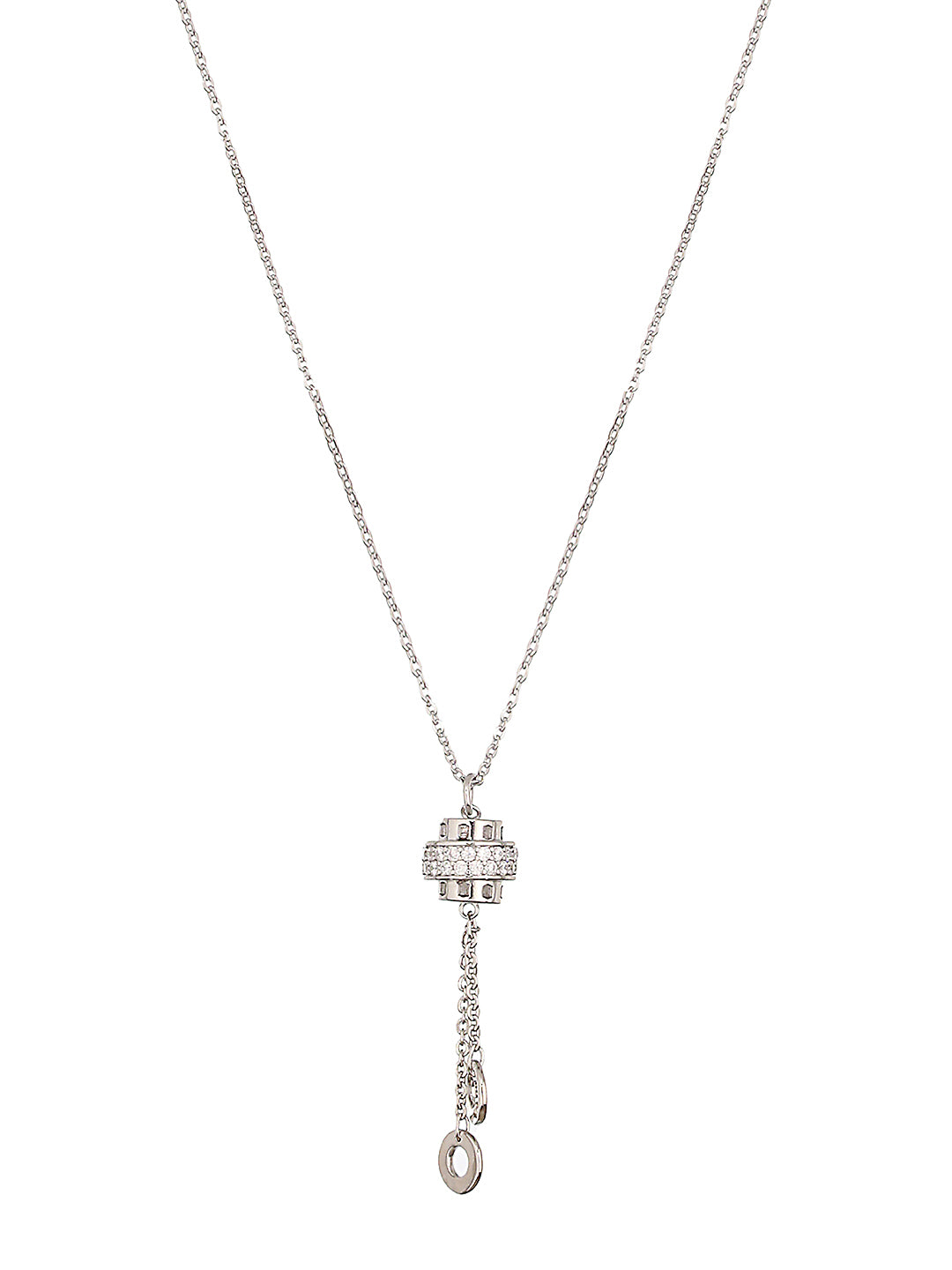 Anti-Tarnish Silver Plated CZ Tassel Crown Pendant Chain Necklace