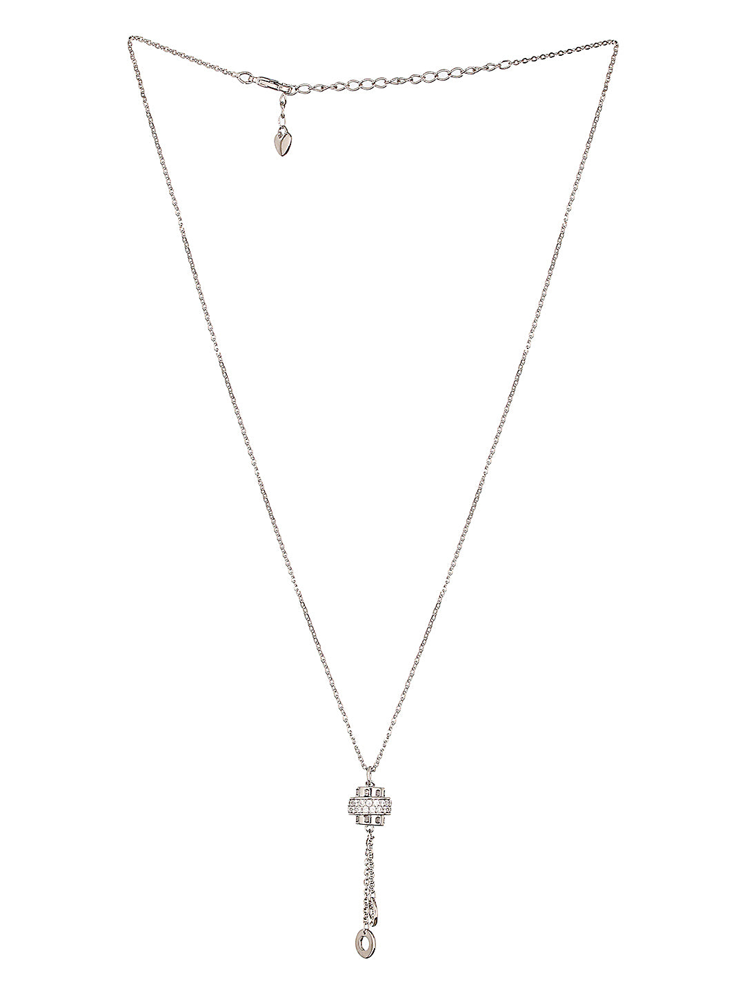 Anti-Tarnish Silver Plated CZ Tassel Crown Pendant Chain Necklace