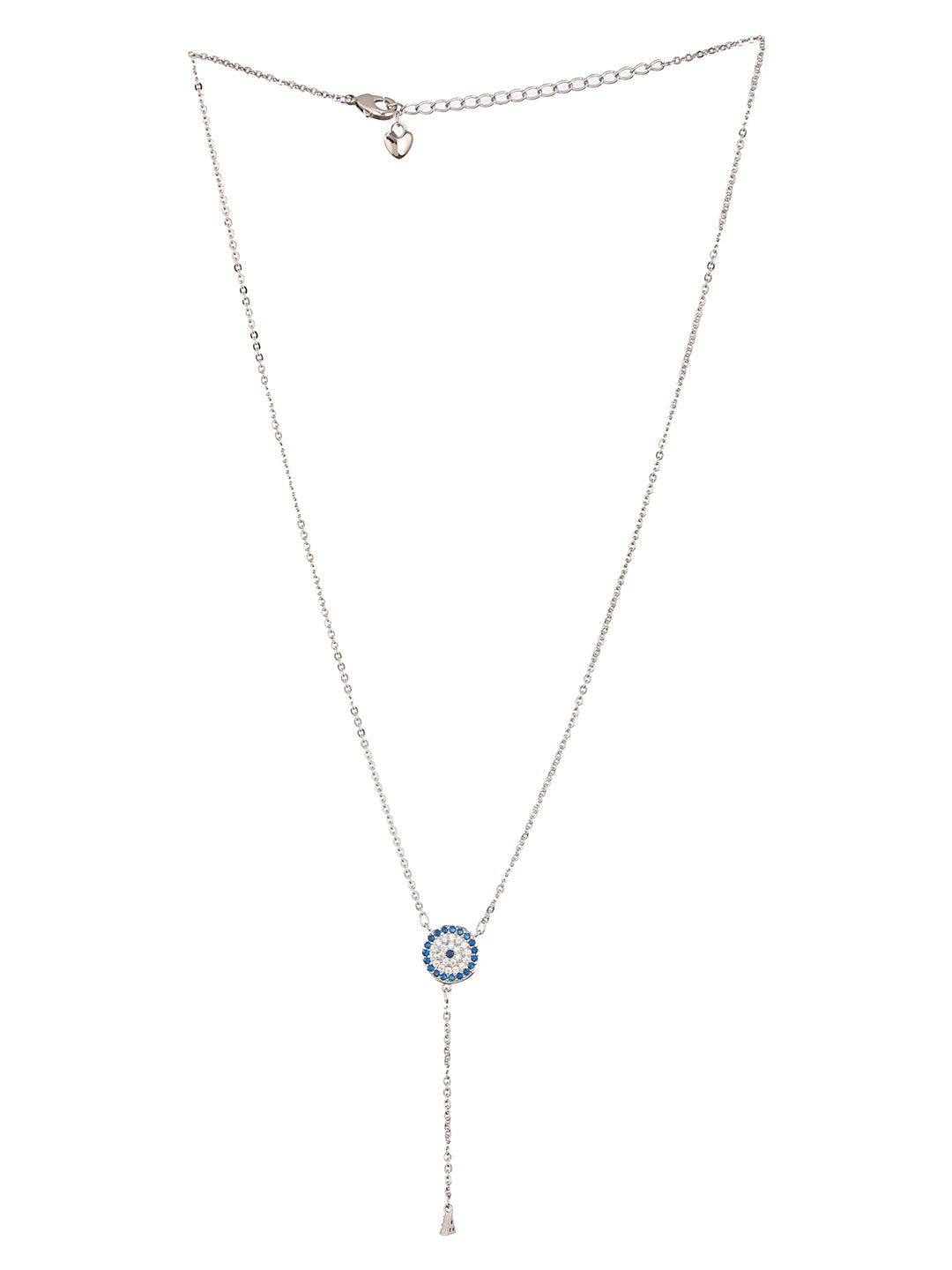 Anti-Tarnish Silver Plated AD Studded Delicate Dangling Evil Eye Necklace