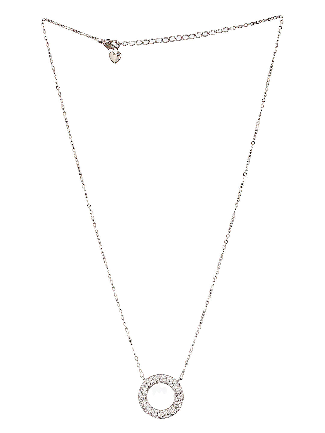 Anti-Tarnish Silver Plated AD Circle Of Life Pendant Minimal Chain Necklace