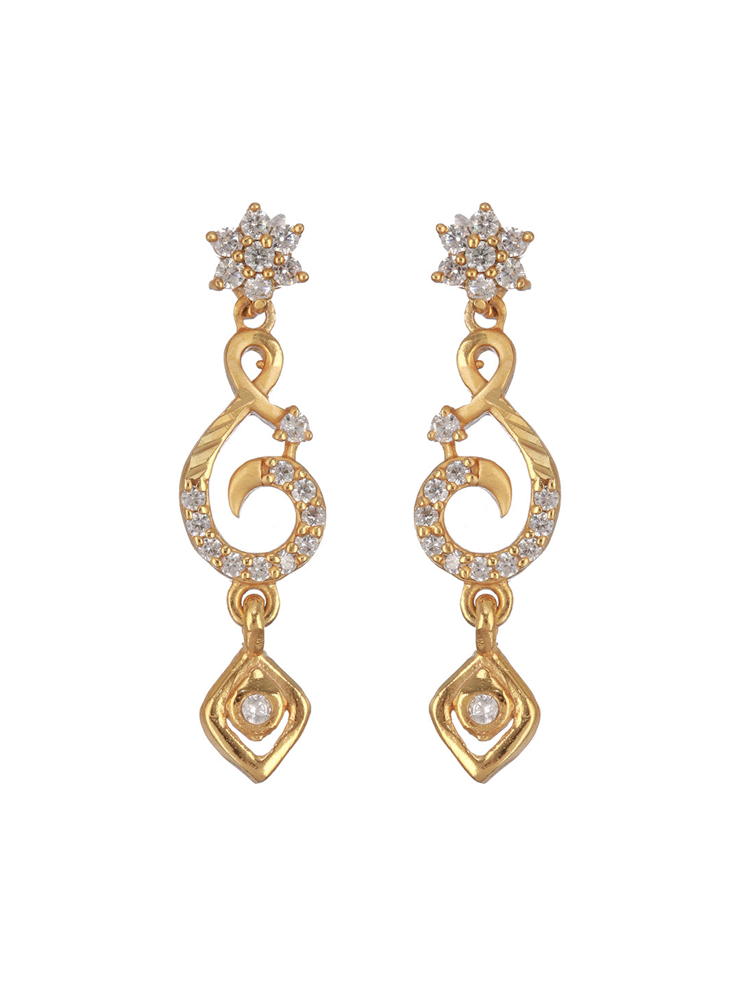 Gold Plated Zircon Studded Geometric Minimal Delicate Jewellery Set