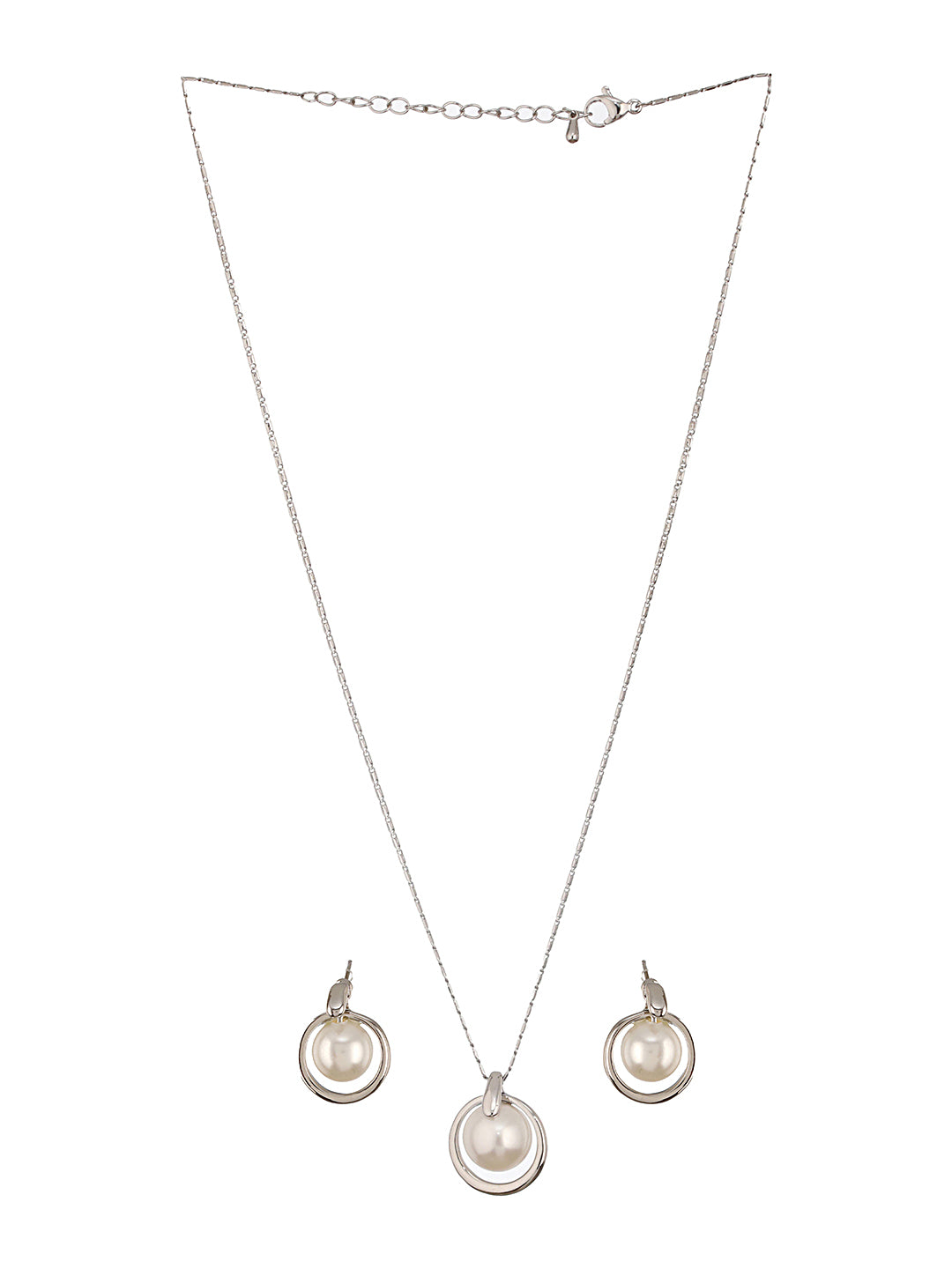 Anti-Tarnish Silver Plated Water Pearl Beaded Galaxy Minimal Locket Jewellery Set