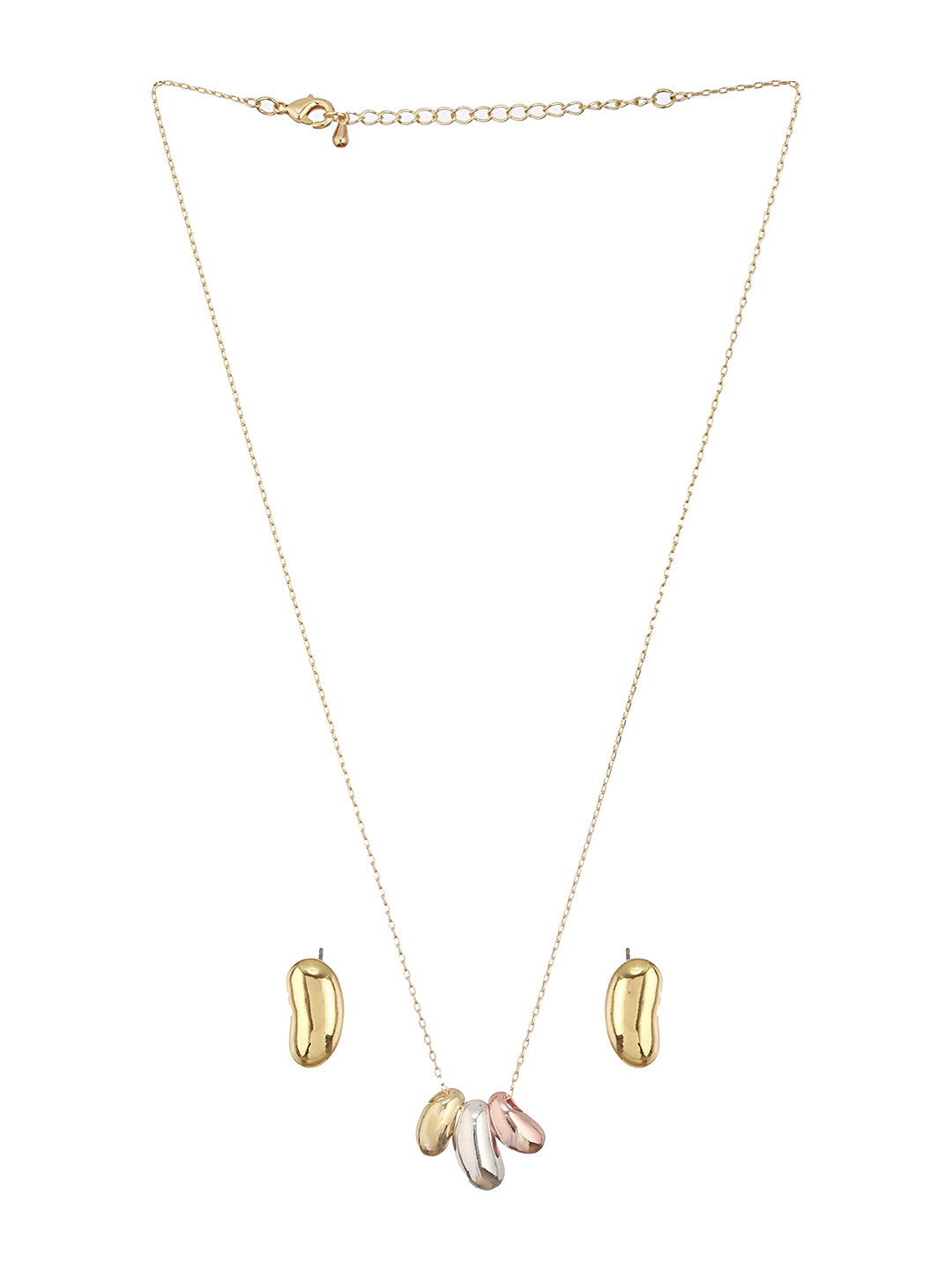 Anti-Tarnish Gold Plated 3 Toned Chunky Dome Shaped Locket Jewellery Set