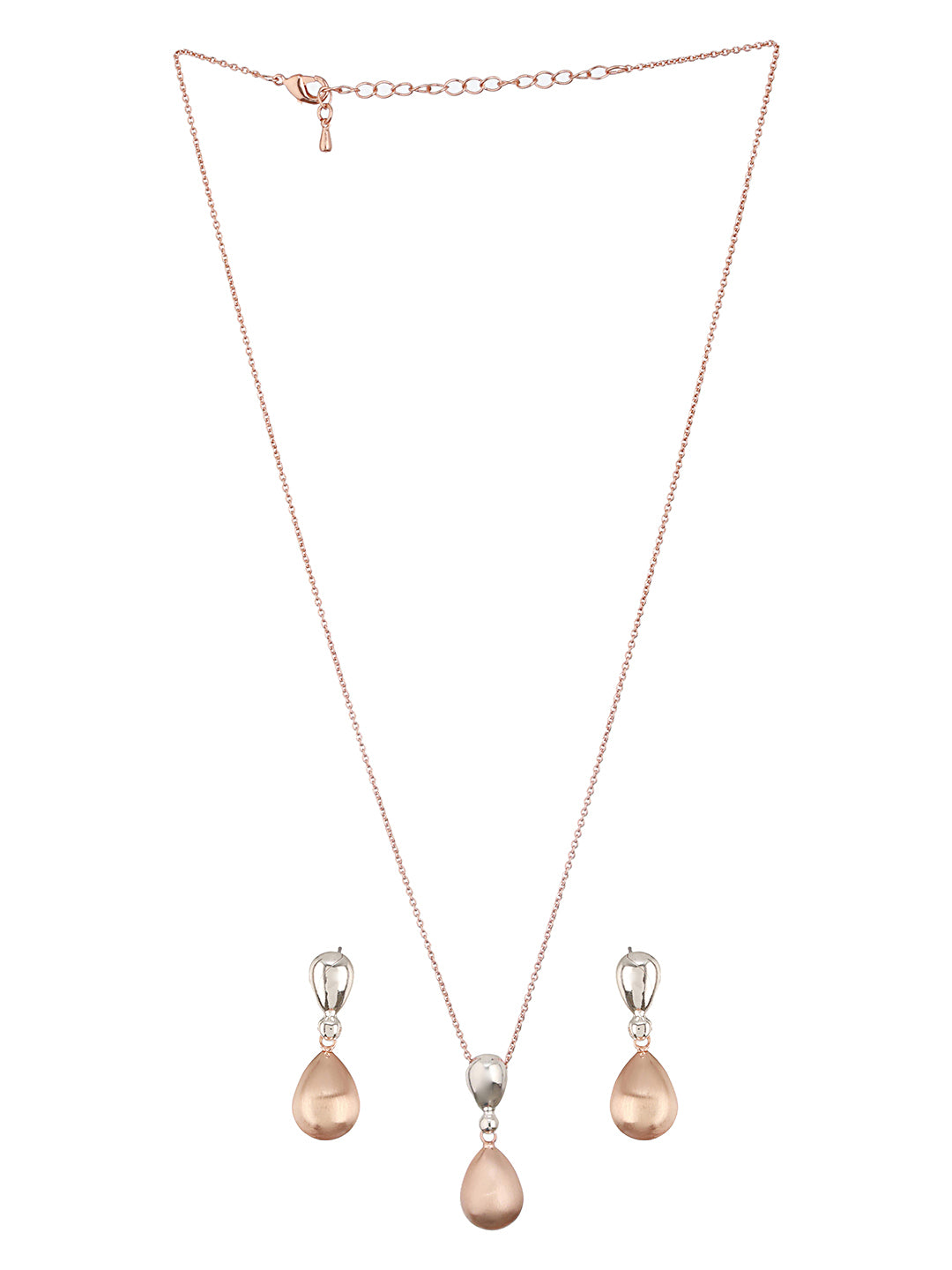 Anti-Tarnish Dual Plated Water Drop Shaped Minimal Trendy Pendant Jewellery Set
