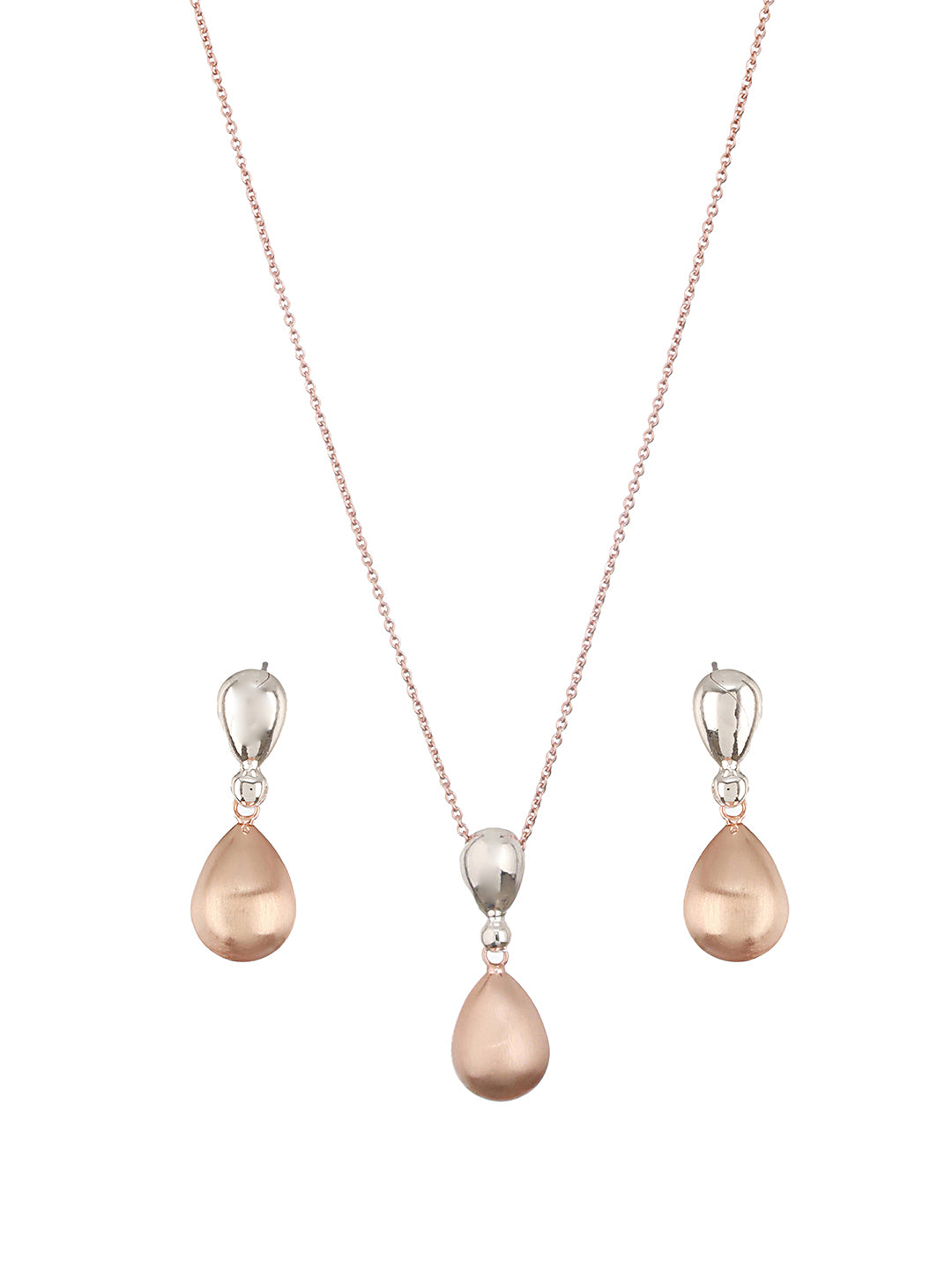 Anti-Tarnish Dual Plated Water Drop Shaped Minimal Trendy Pendant Jewellery Set