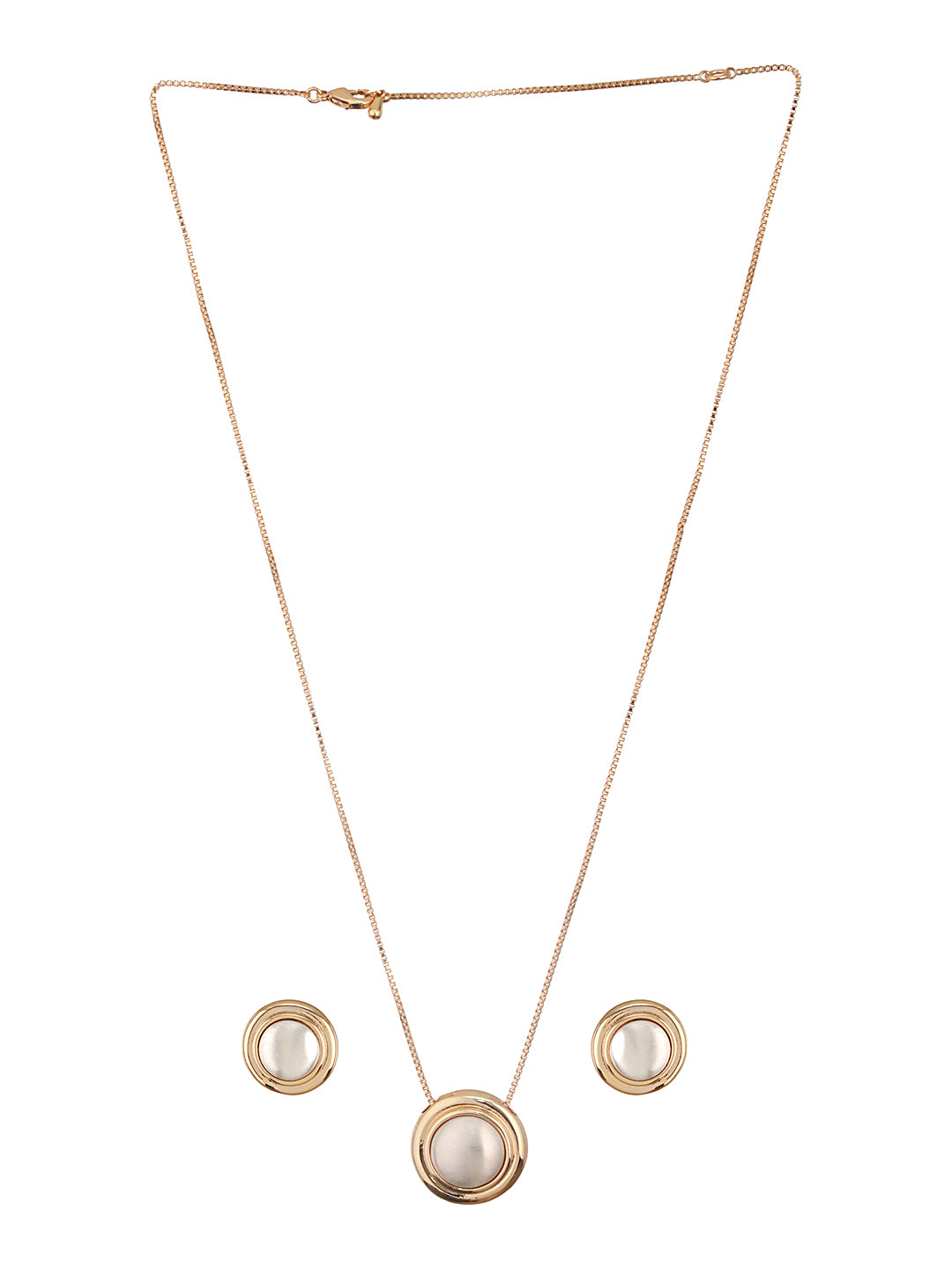 Anti-Tarnish Gold Plated Pearl Beaded Minimal Round Pearl Locket Jewellery Set