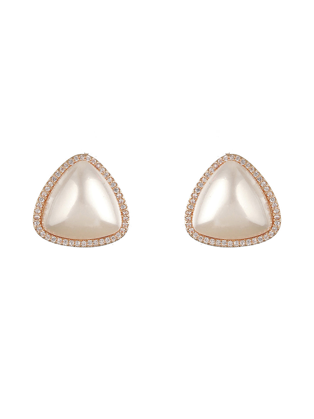 Gold Toned  Freshwater Pearl Minimal Triangular Studds earringsEarring