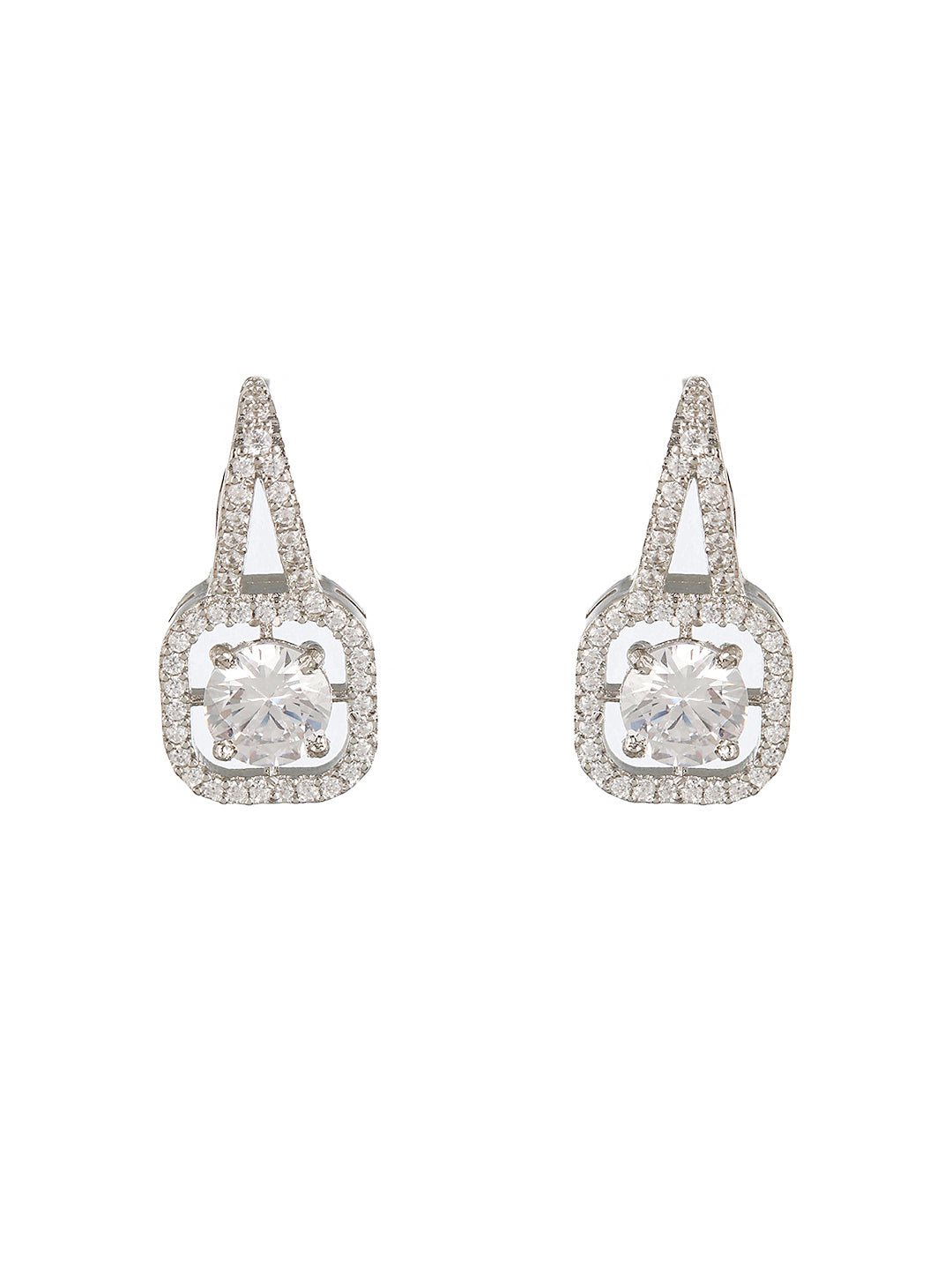 Silver Plated Solitaire AD Studded Minimal Design Locket Jewellery Set