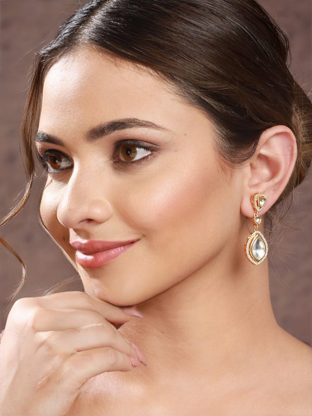 Gold Plated Original Kundan Studded Dangler  Earring