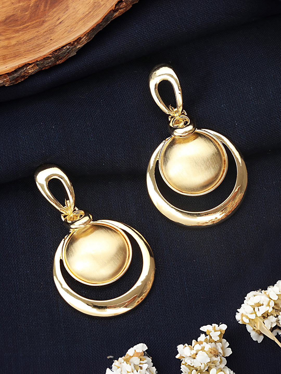 Anti-Tarnish Gold Plated  Concentric balls Minimal Drop earrings