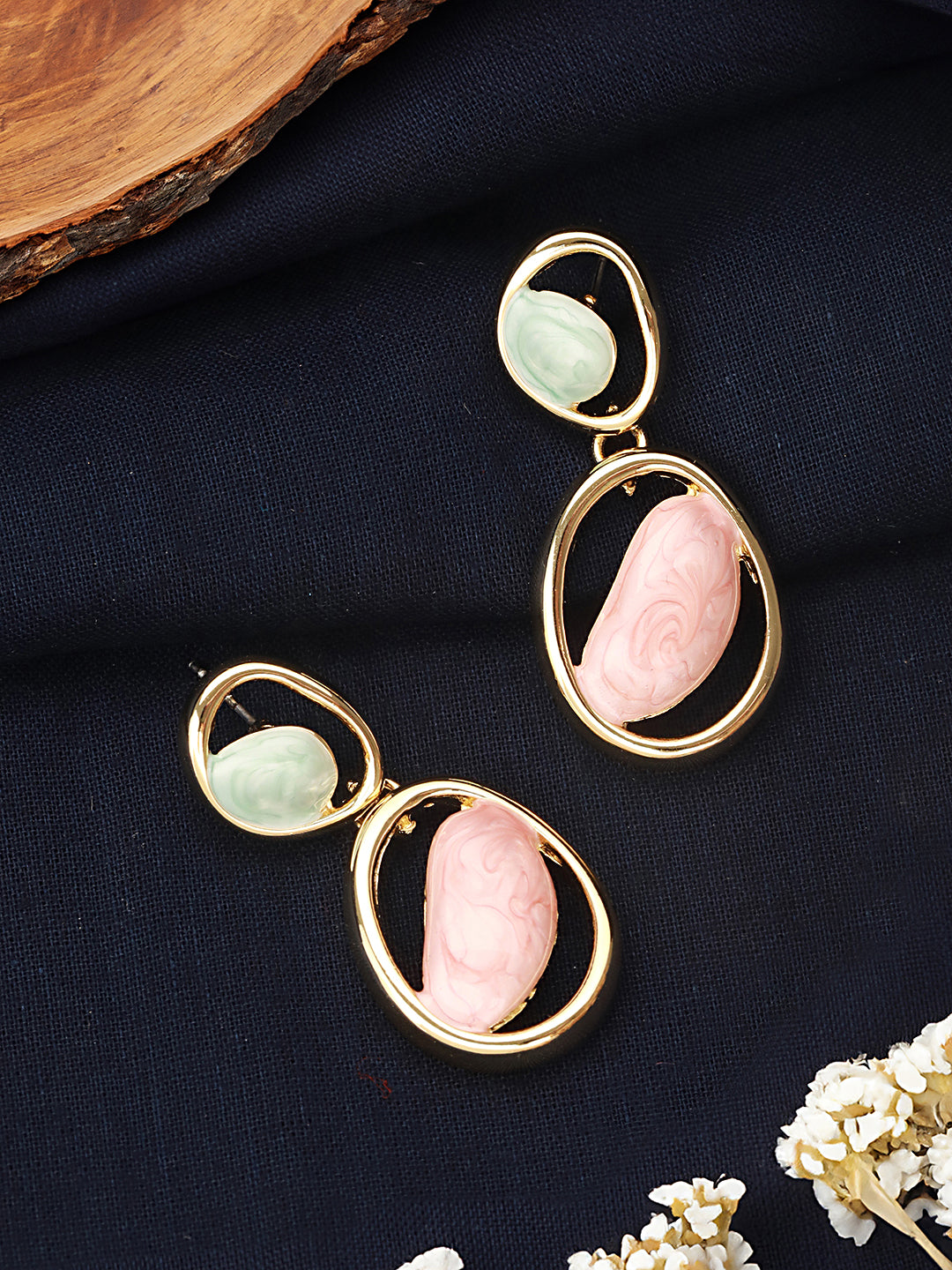 Anti-Tarnish Gold Plated Turquoise Enamelled Quirky Drop Earrings