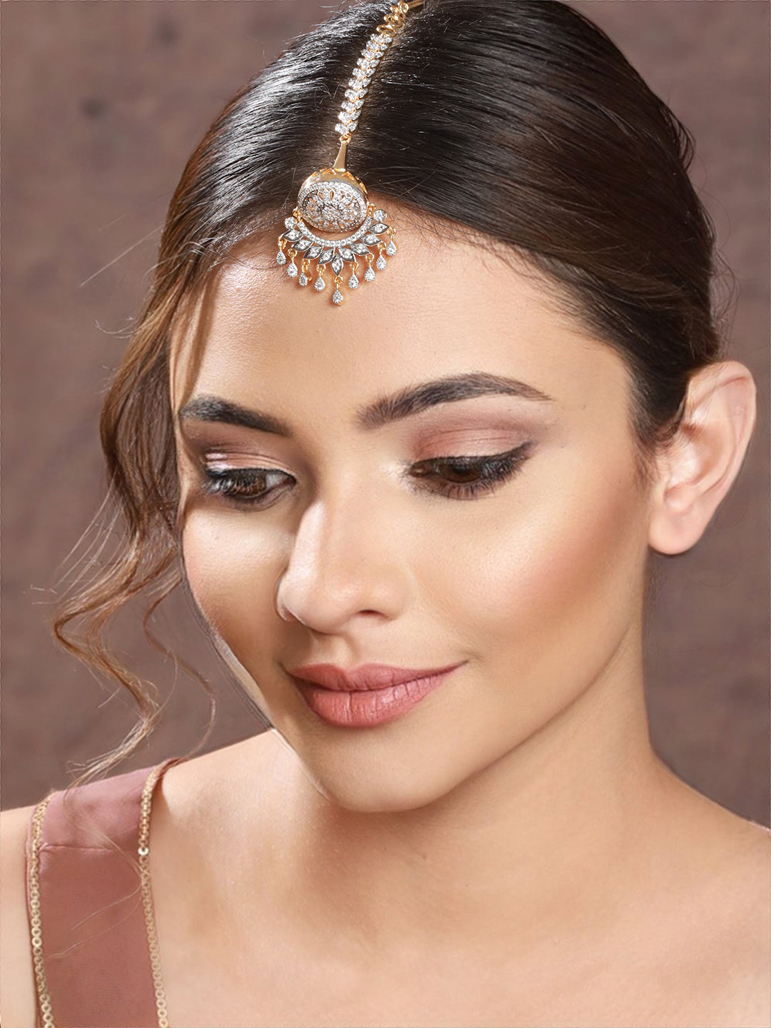 Gold Plated CZ Studded Exclusive Borla Mangtika