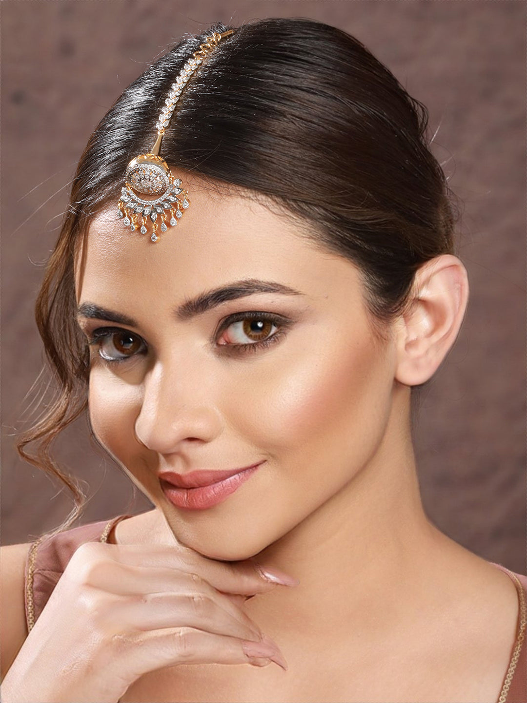 Gold Plated CZ Studded Exclusive Borla Mangtika