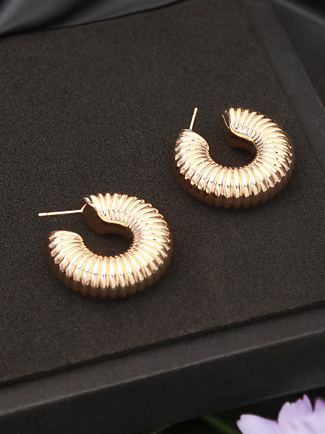 Anti-Tarnish Gold Plated Twister C Hoop Earrings