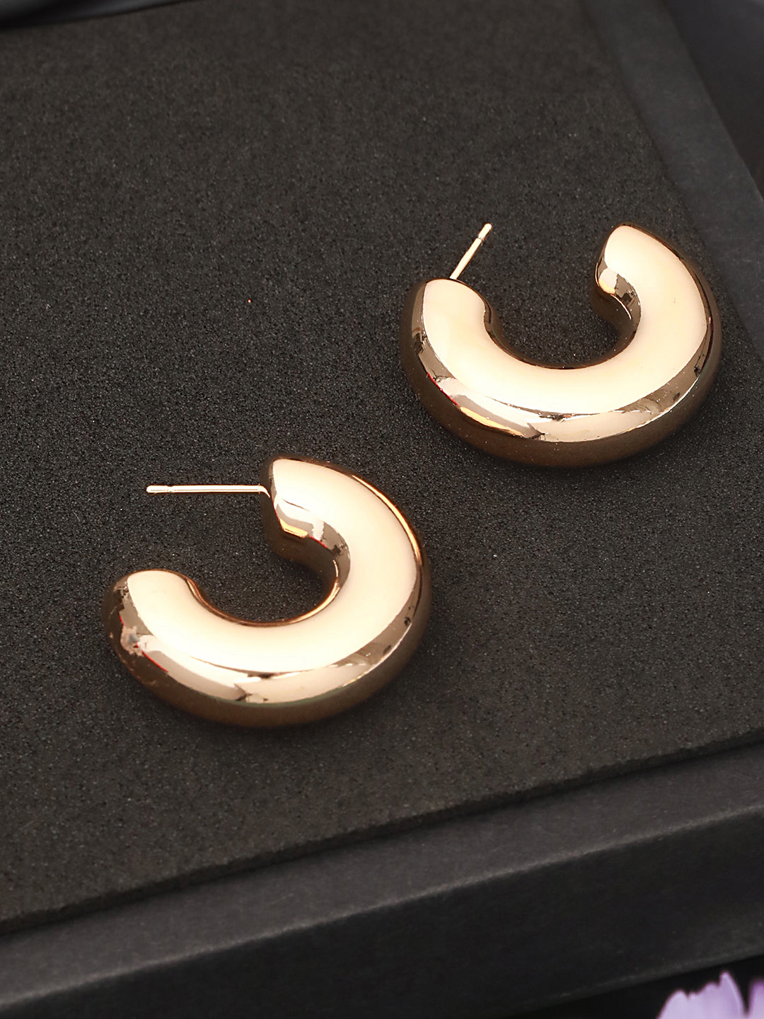 Anti-Tarnish 18 k Gold Plated Bold Statement  C Half  Hoop earrings