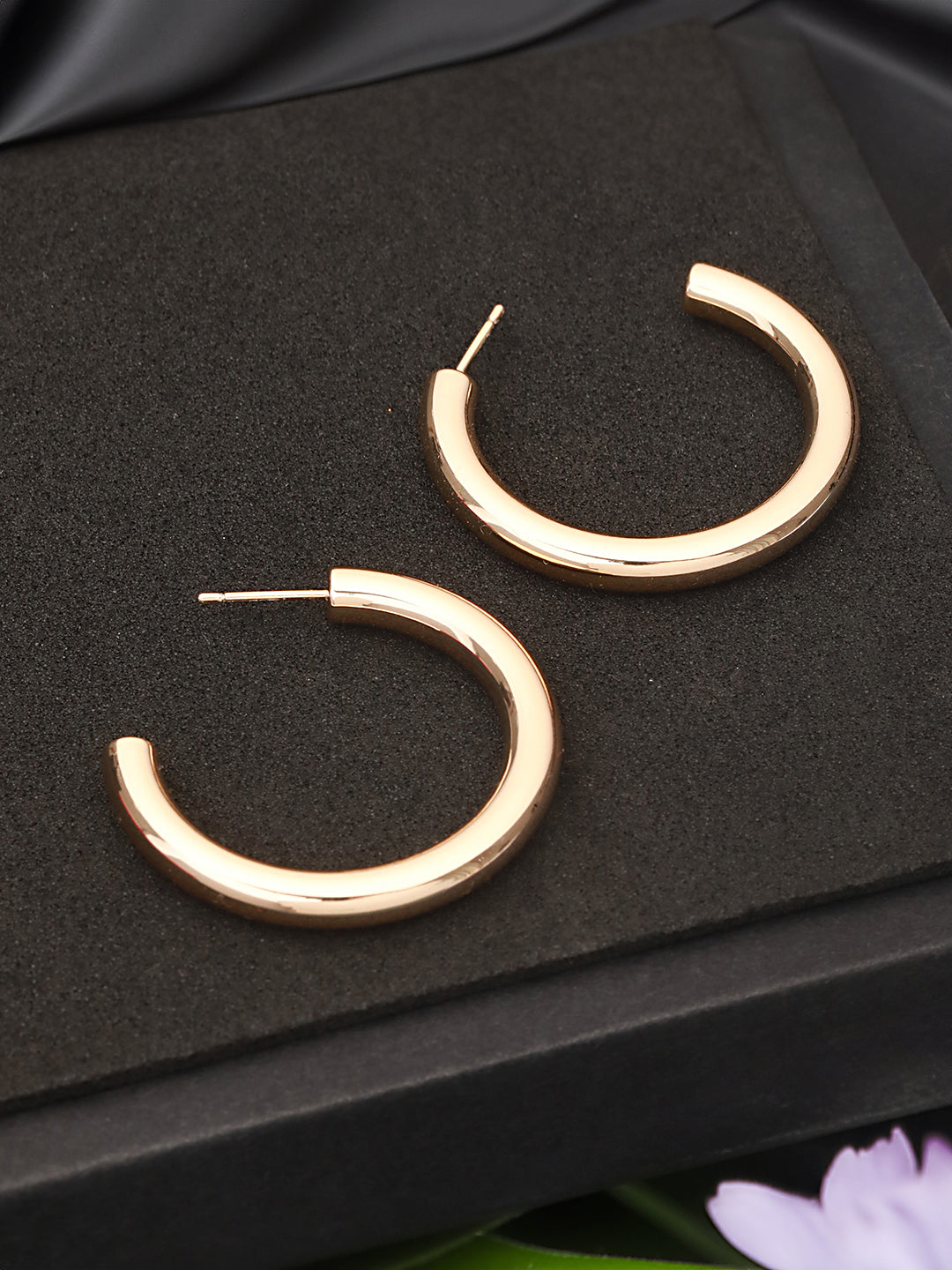 Anti-Tarnish 18k Gold Plated Half Hoop Pipe Minimal Earrings