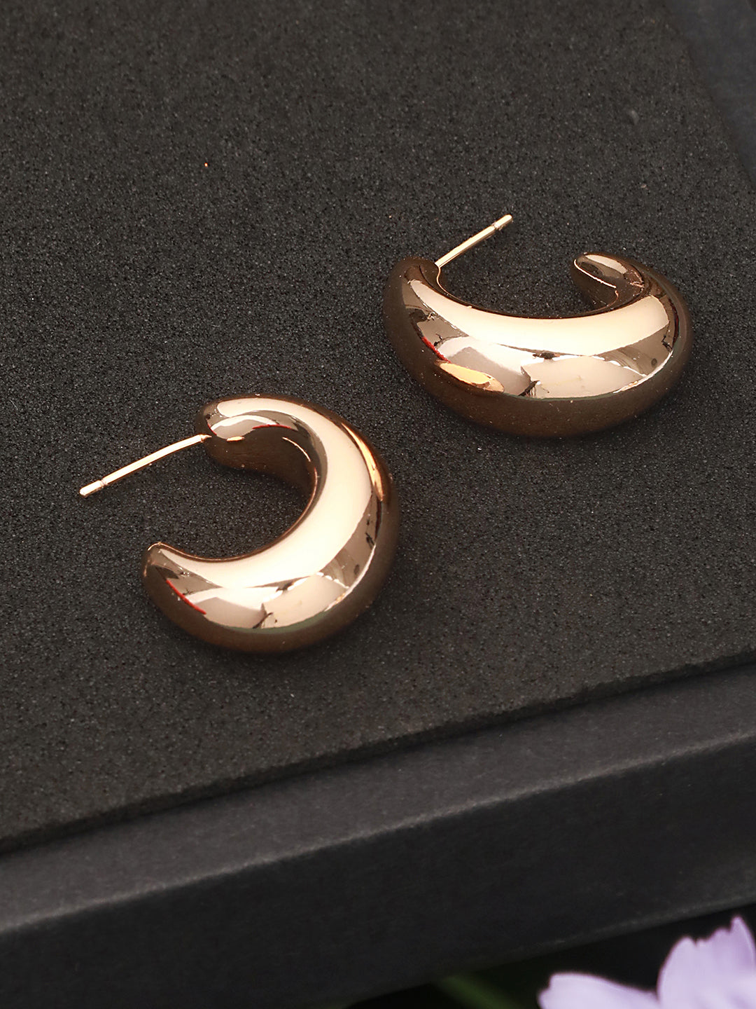 Anti-Tarnish 18k Gold Plated Dome Shaped Half Hoop