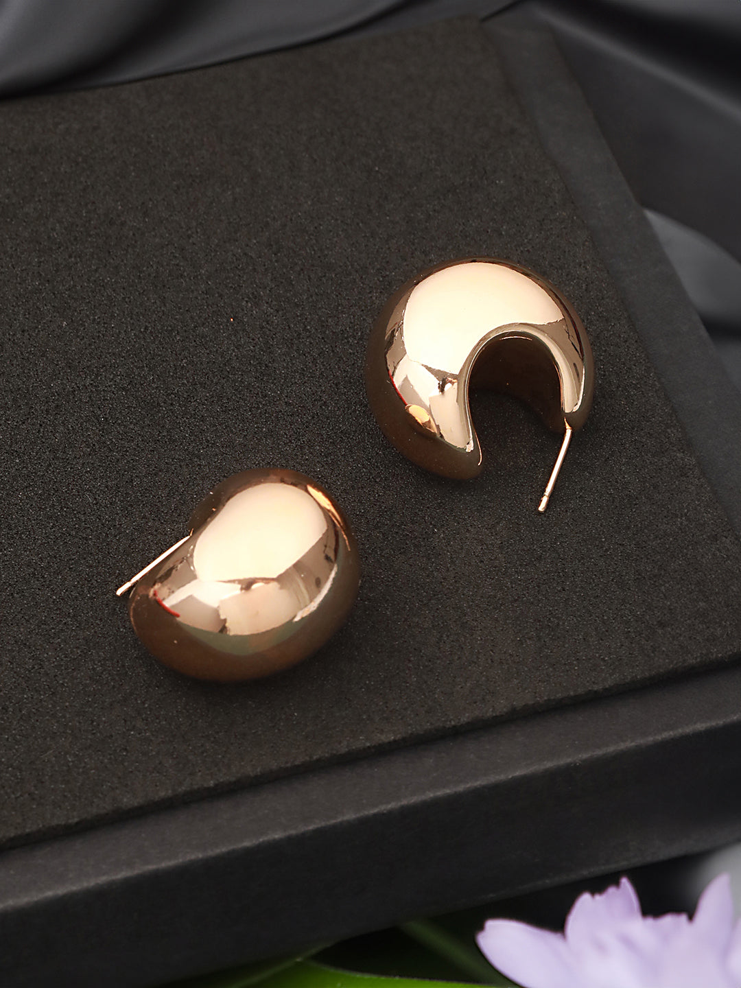 Anti-Tarnish Rose Gold Plated Dome Shaped Statement Studds Earrings