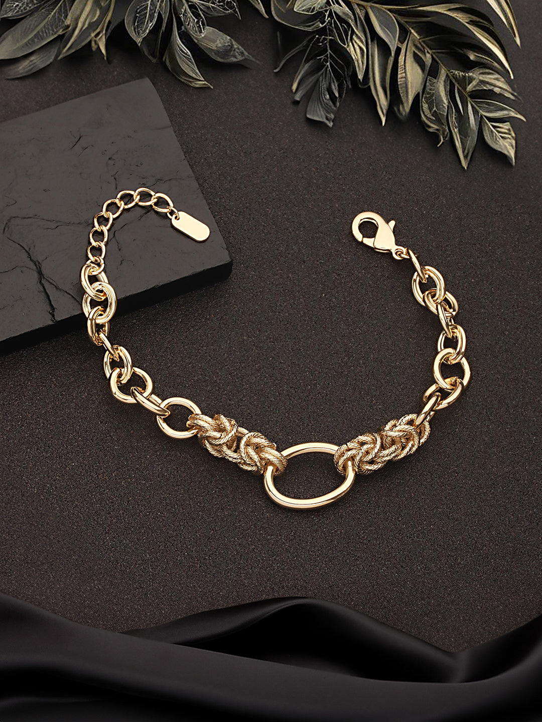 Anti-Tarnish 18k Gold Plated Knotted Link Chain wraparound bracelet