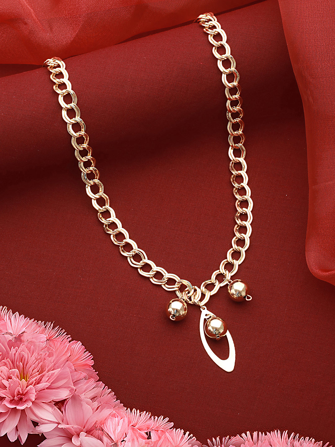 Anti-Tarnish Golden Plated Ball Pendant Link Chain