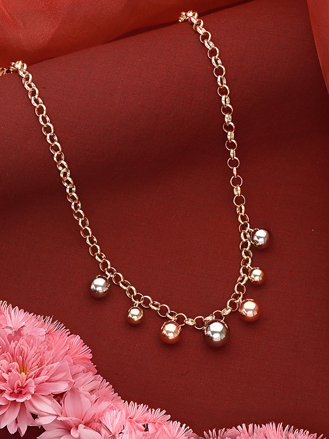 Anti-Tarnish Gold Polish Triple Plated Balls Link Chain Necklace